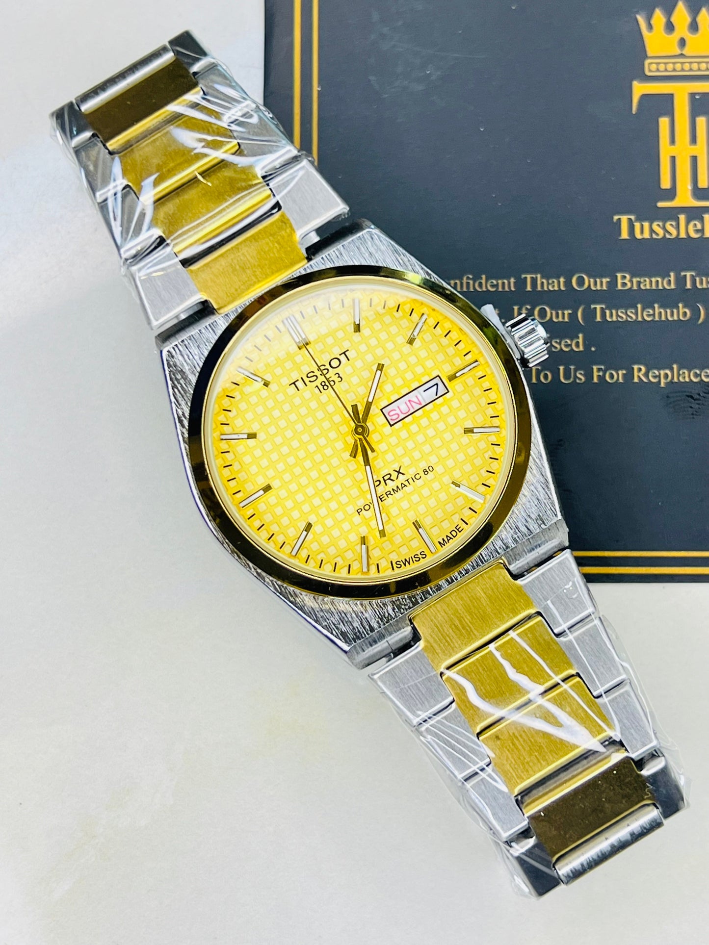 Tissot PRX Silver Gold With Gold Textured Dial Watch