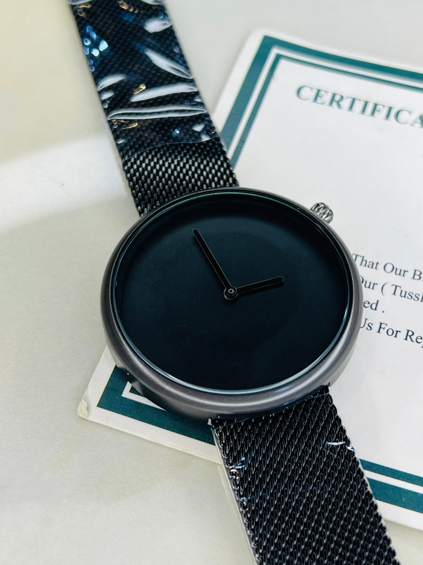 Tomi Black Mesh Strapped Space Watch