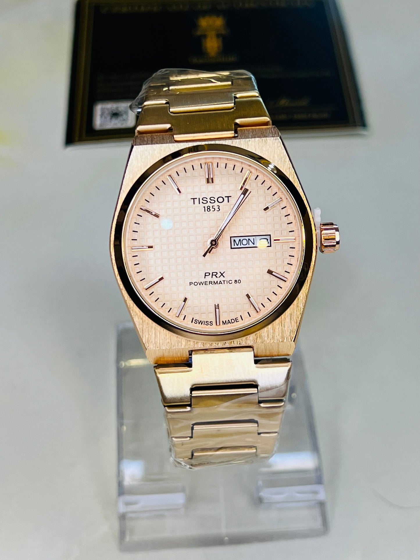Tissot PRX All Rose Gold Textured Dial Watch