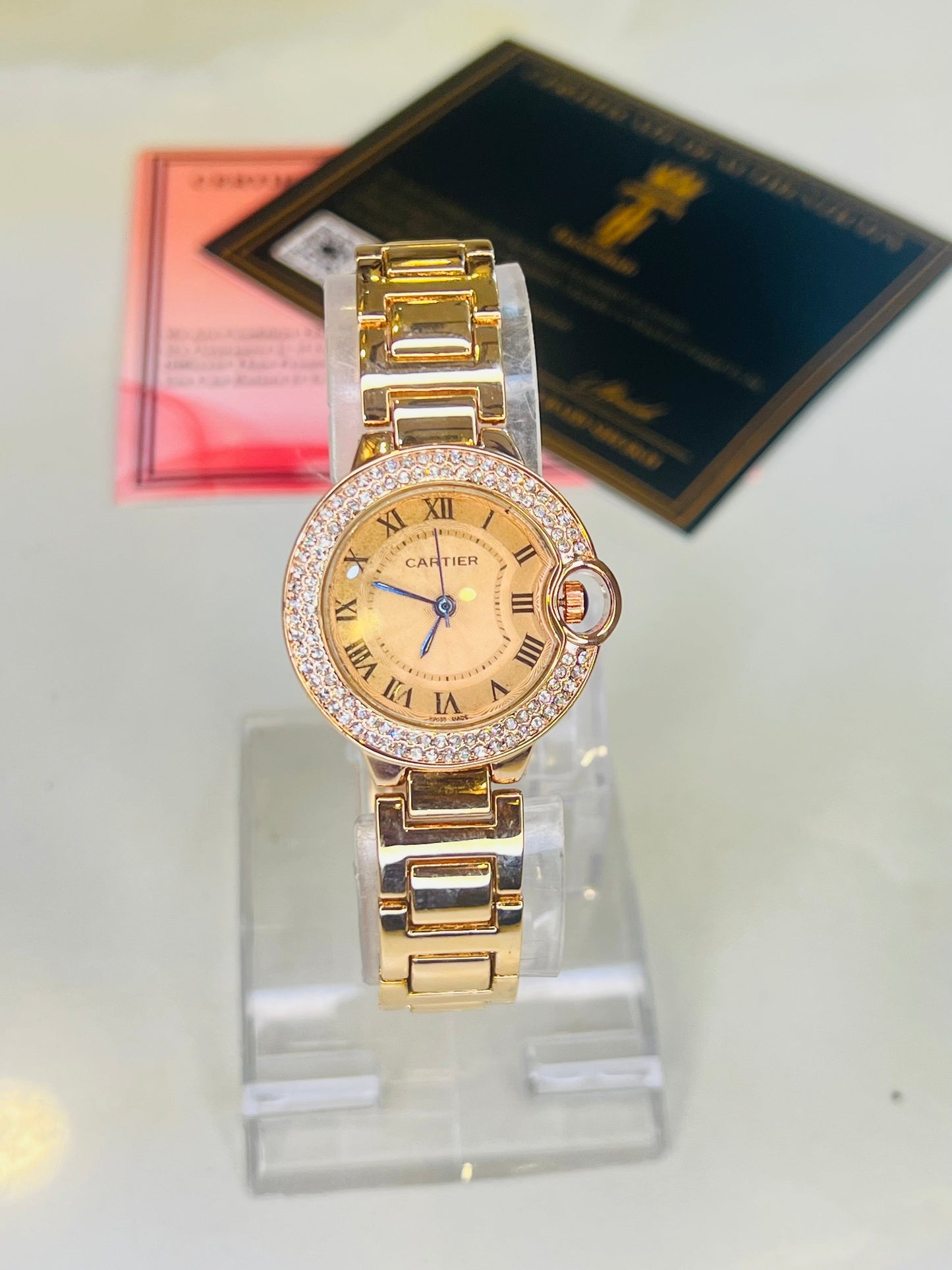 Cartier RoseGold Iced Dial Watch For Her