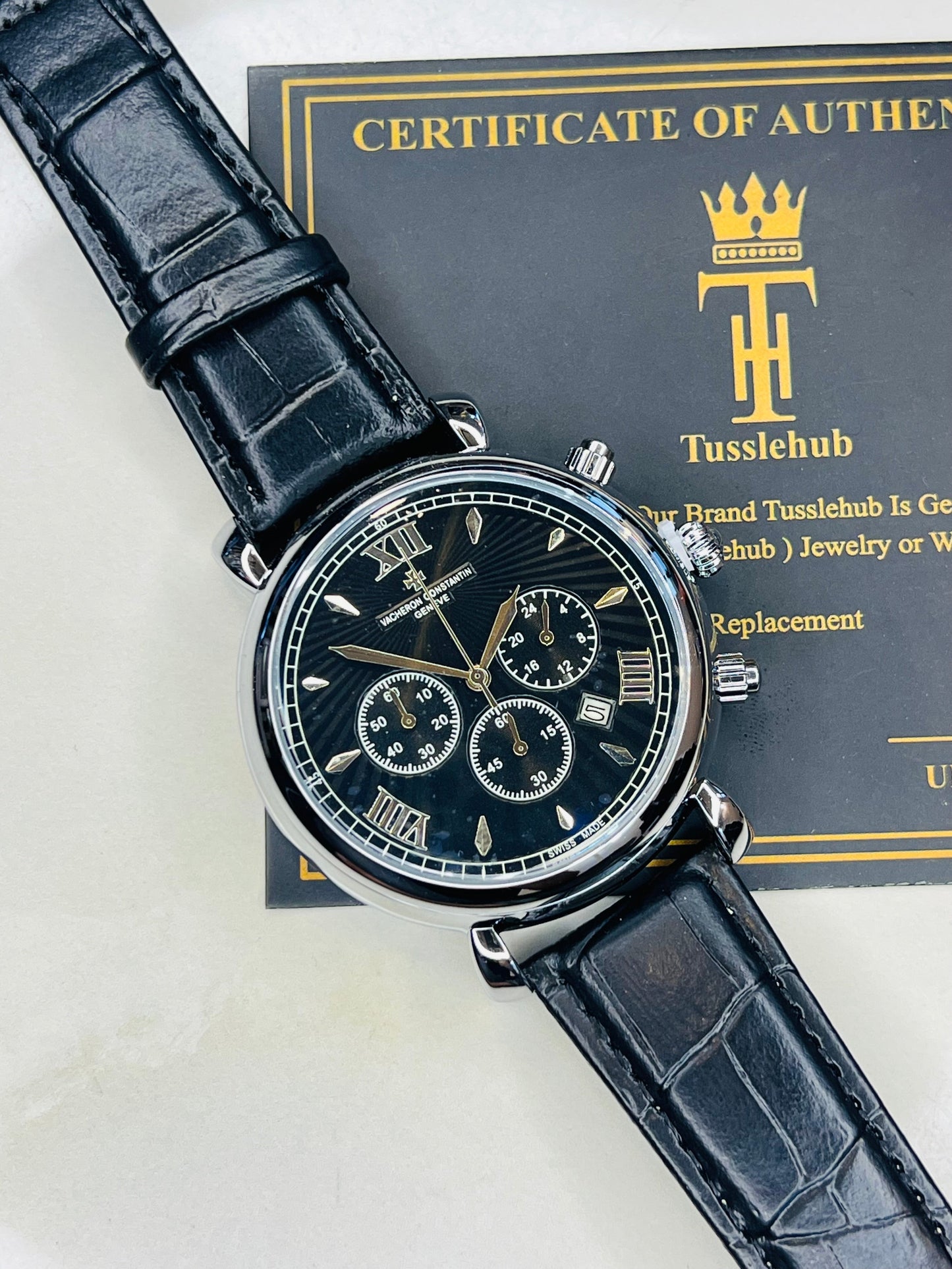 Constantin Black Silver Chronograph Watch