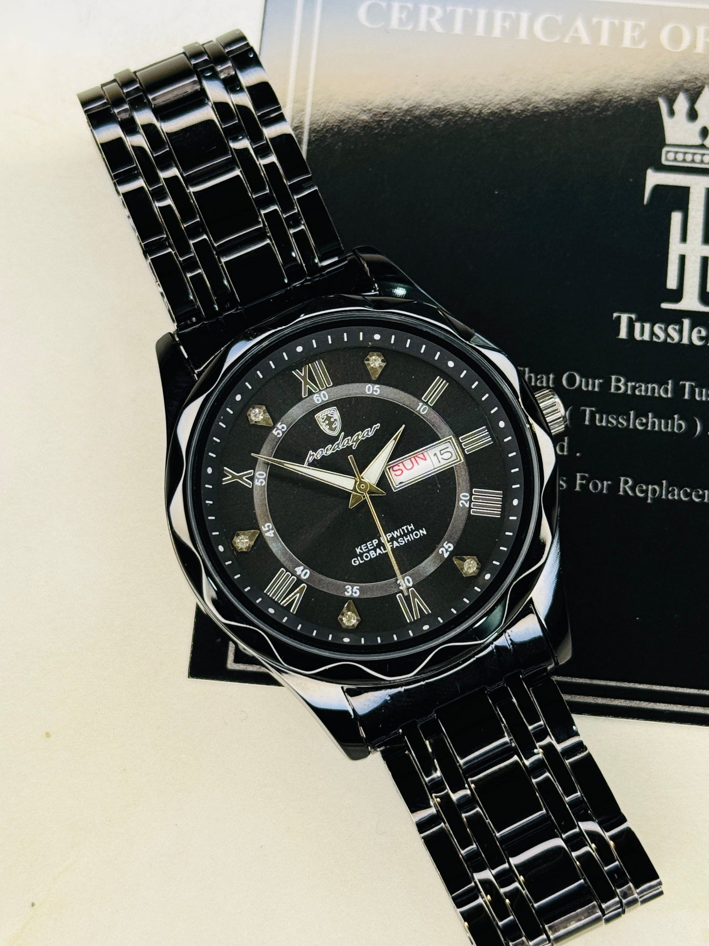 Poedagar Saint Day Date Prism Dial Watch