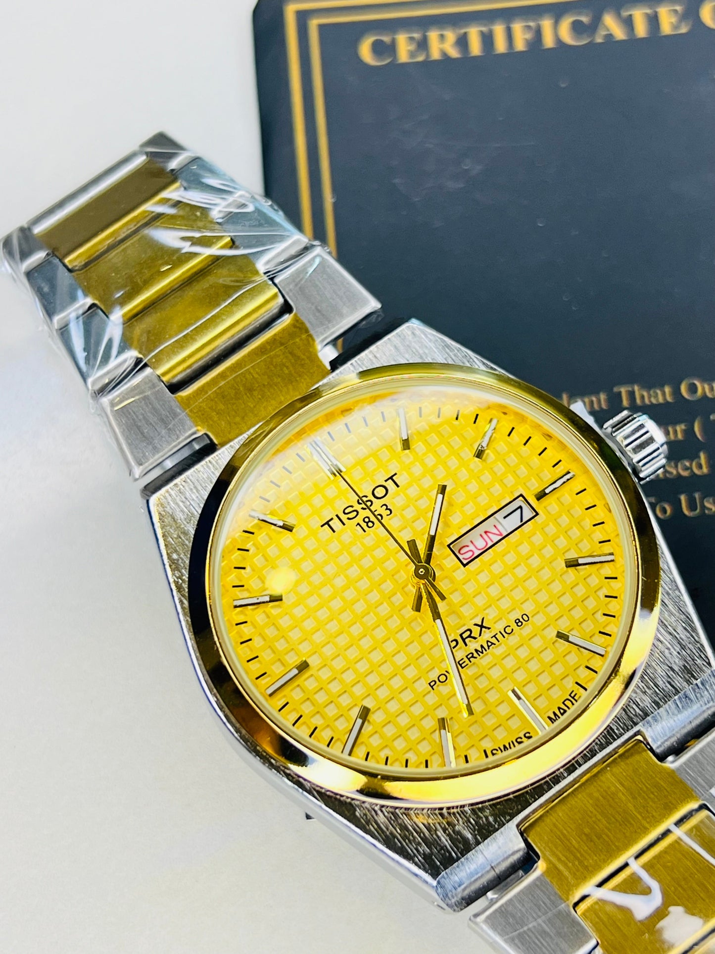 Tissot PRX Silver Gold With Gold Textured Dial Watch