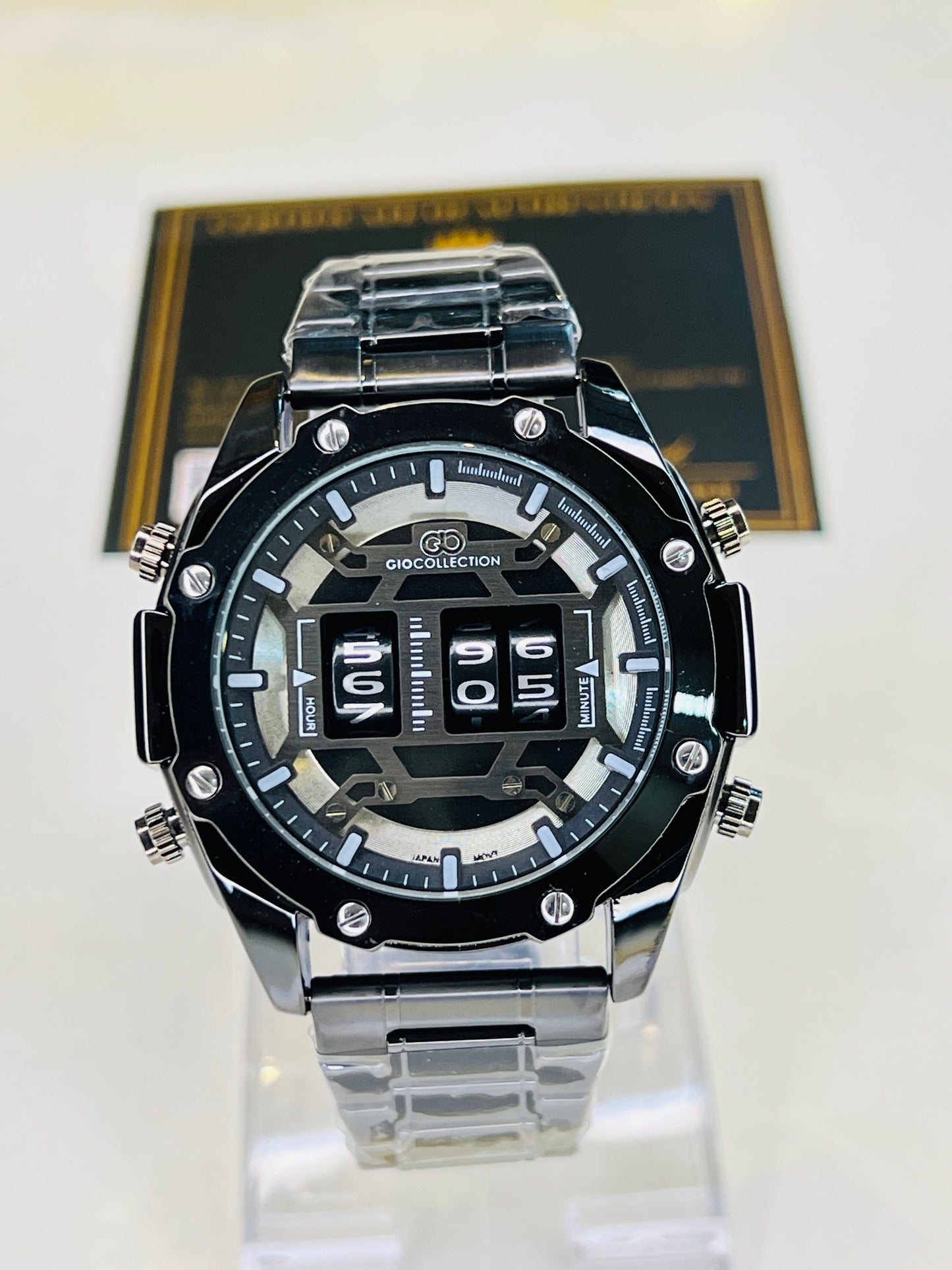All Black Counter Spinning Watch