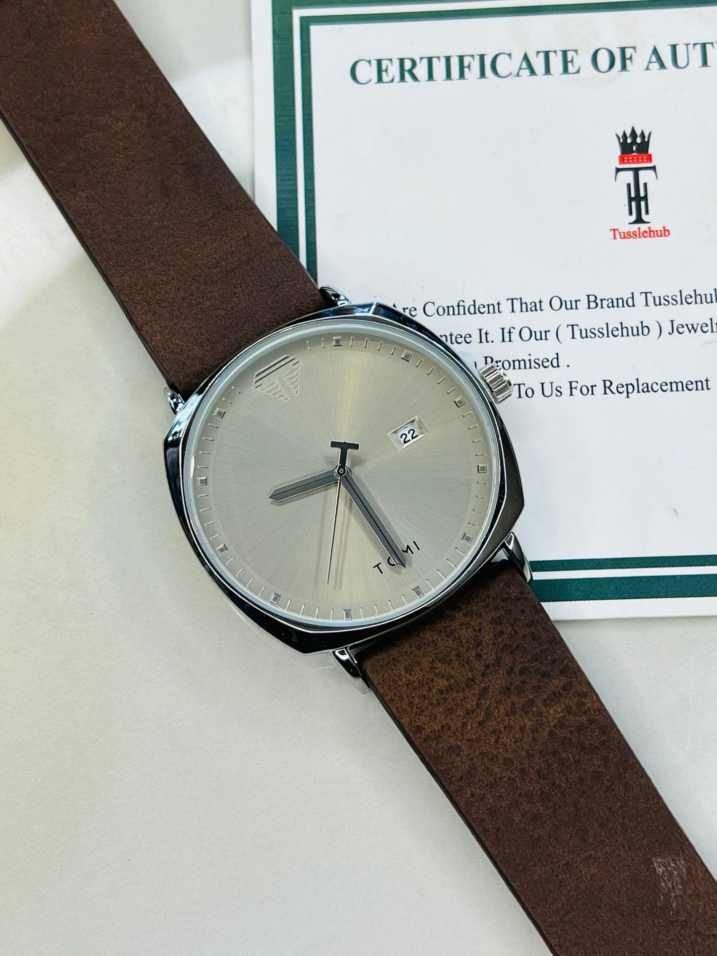 Tomi Brown Grey Sleek Dial Watch