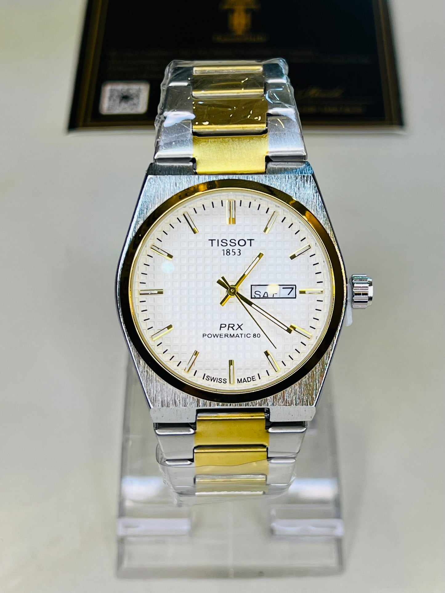 Tissot PRX Silver Gold With White Textured Dial Watch