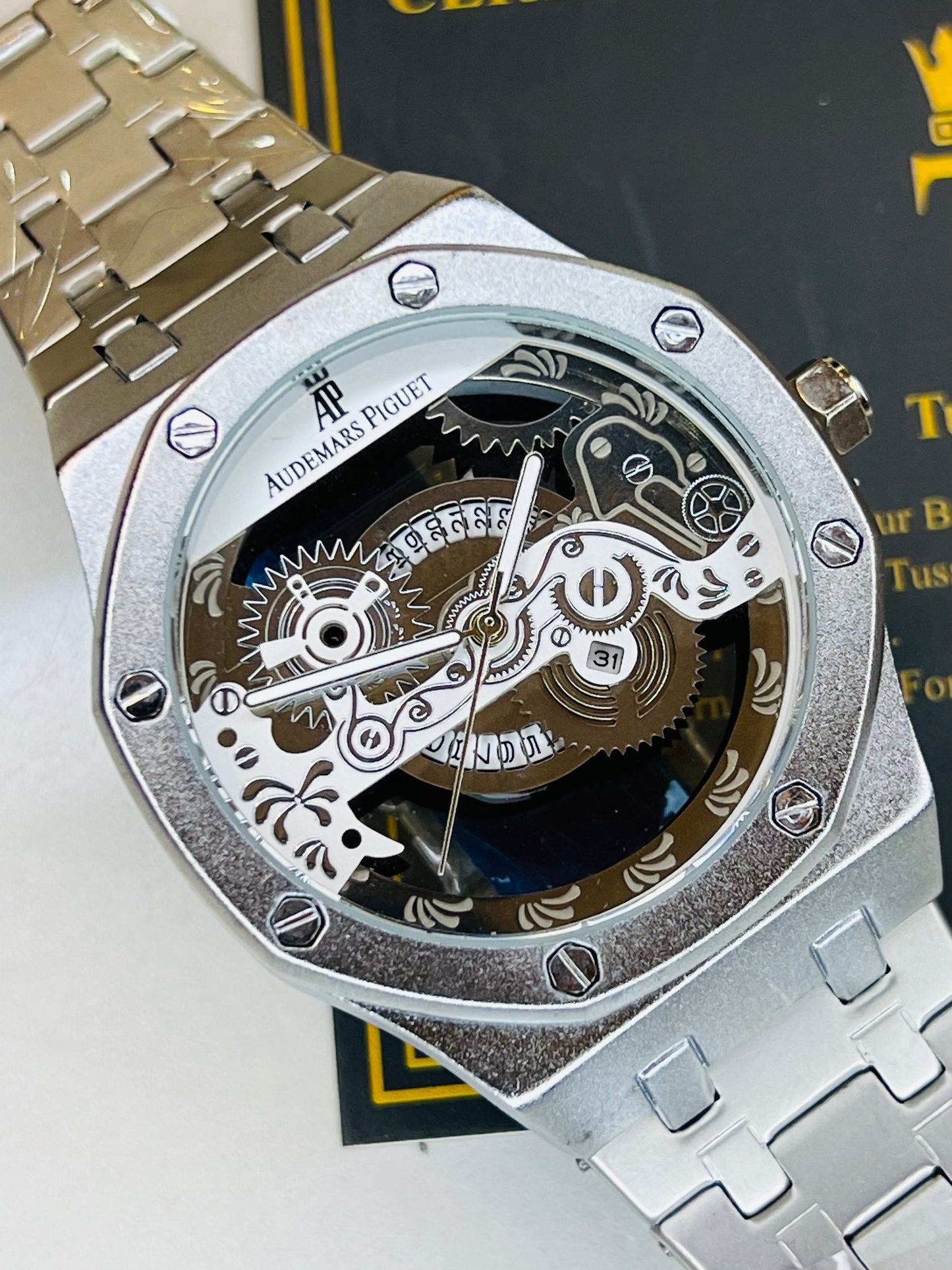 Silver Skeleton Chain Strap AP watch