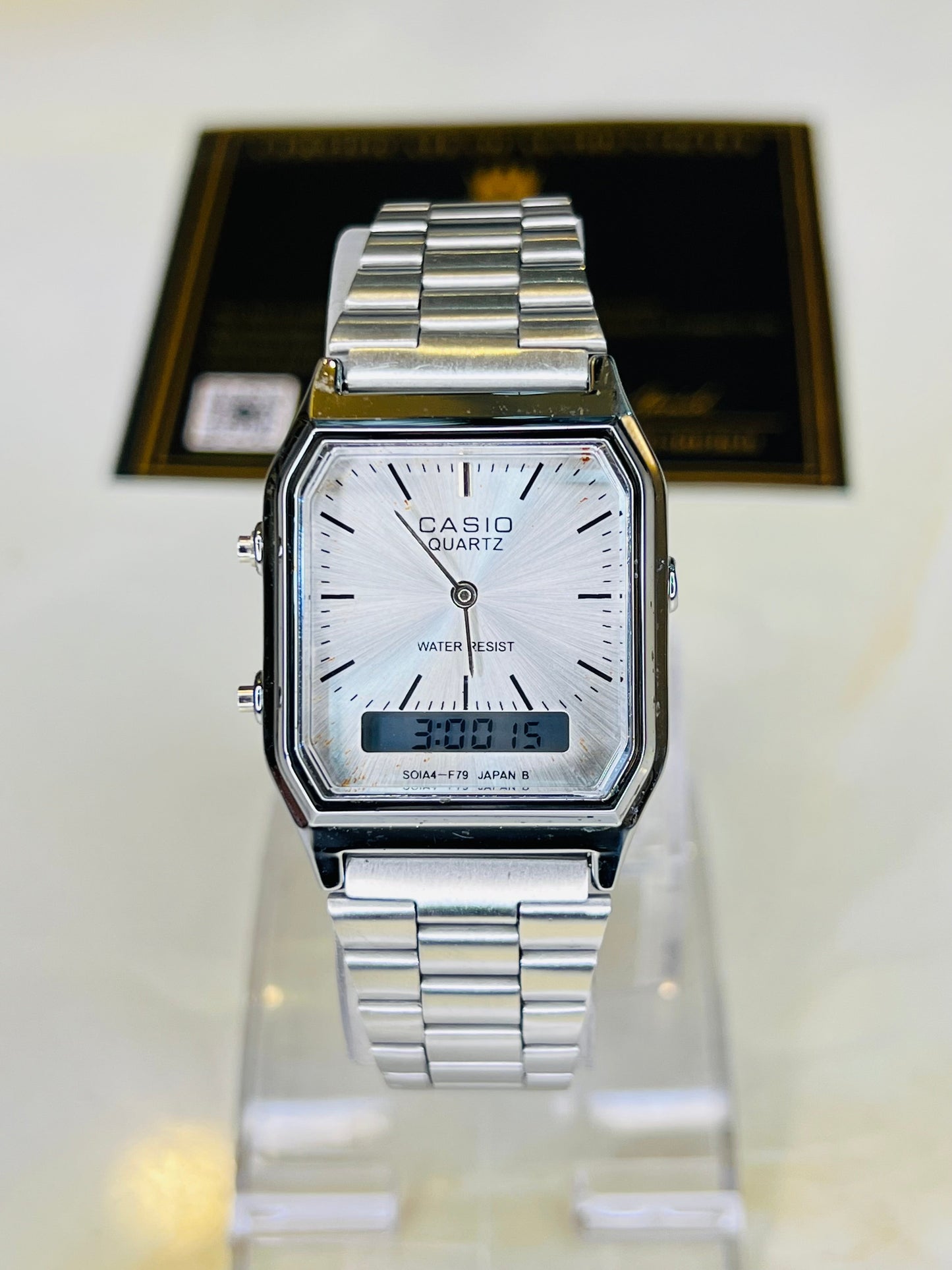 Silver Casio Dual Time Watch For Her