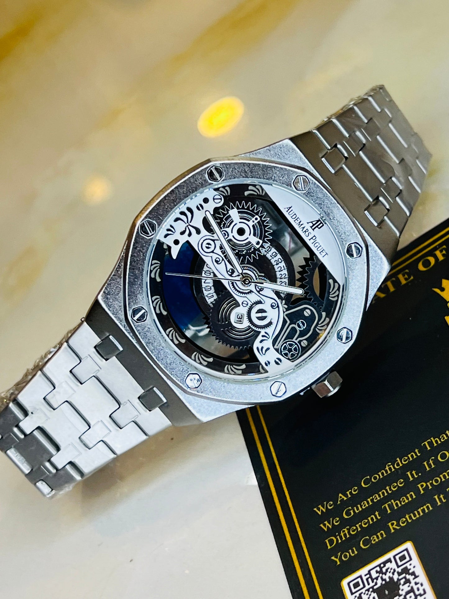 Silver Skeleton Chain Strap AP watch