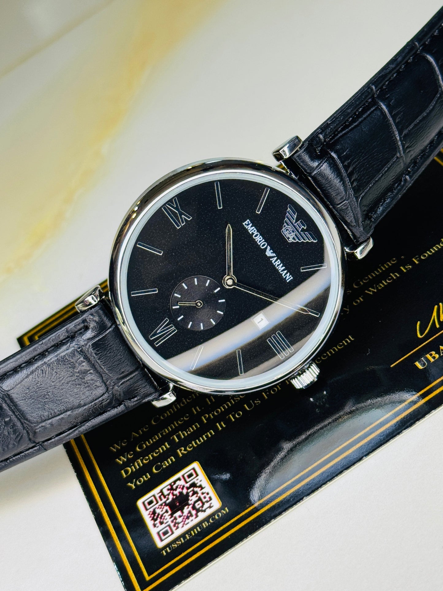 Black Silver Black Emporio Down Second Watch