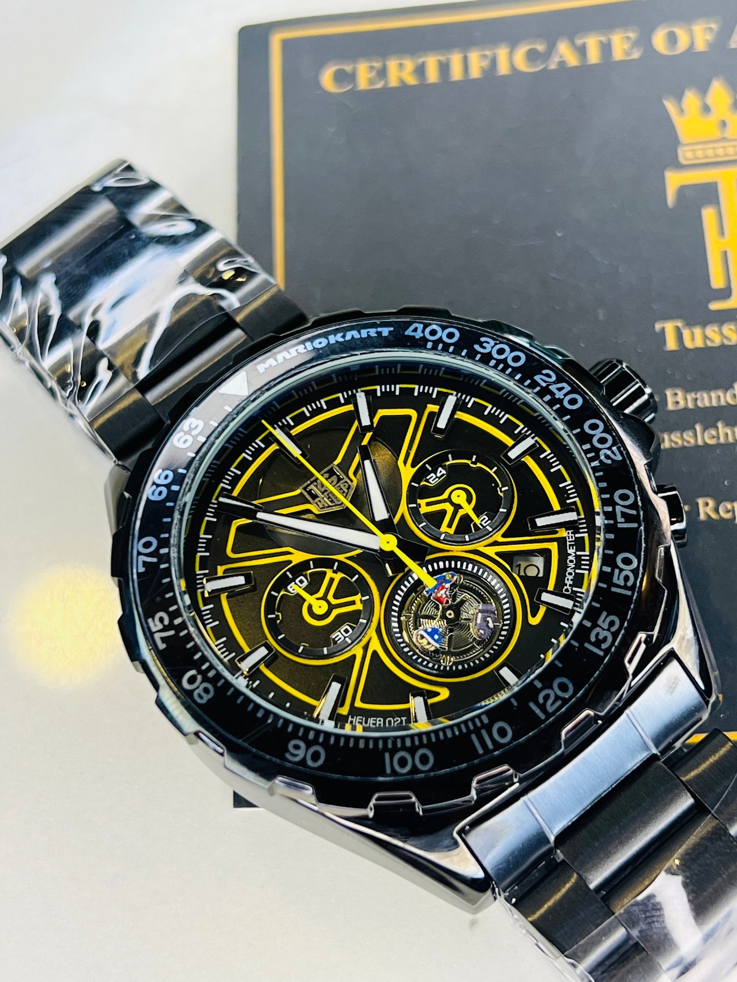 Tag Heur Black Yellow Chronograph Watch