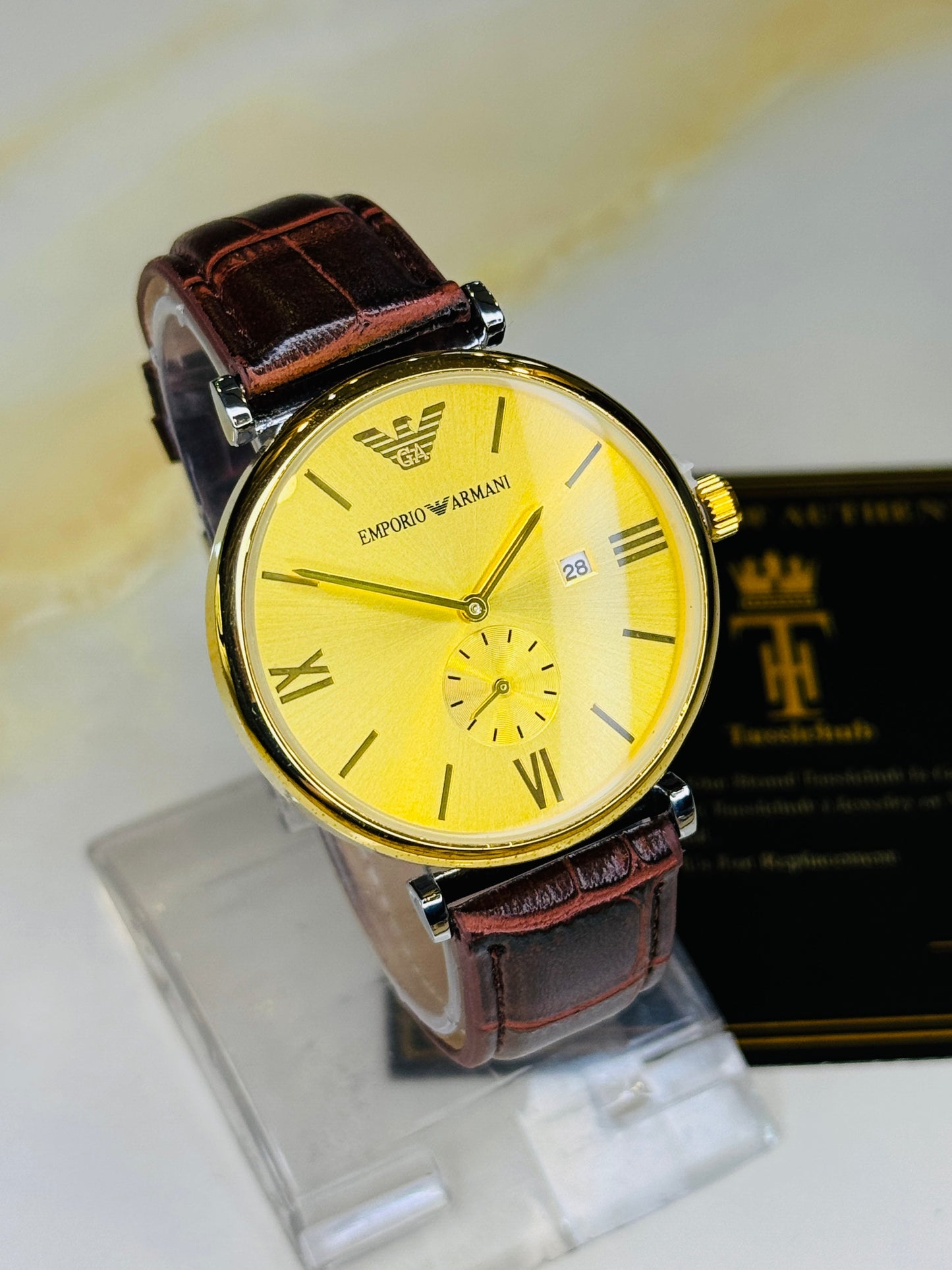 Brown Gold Emporio Down Second Watch