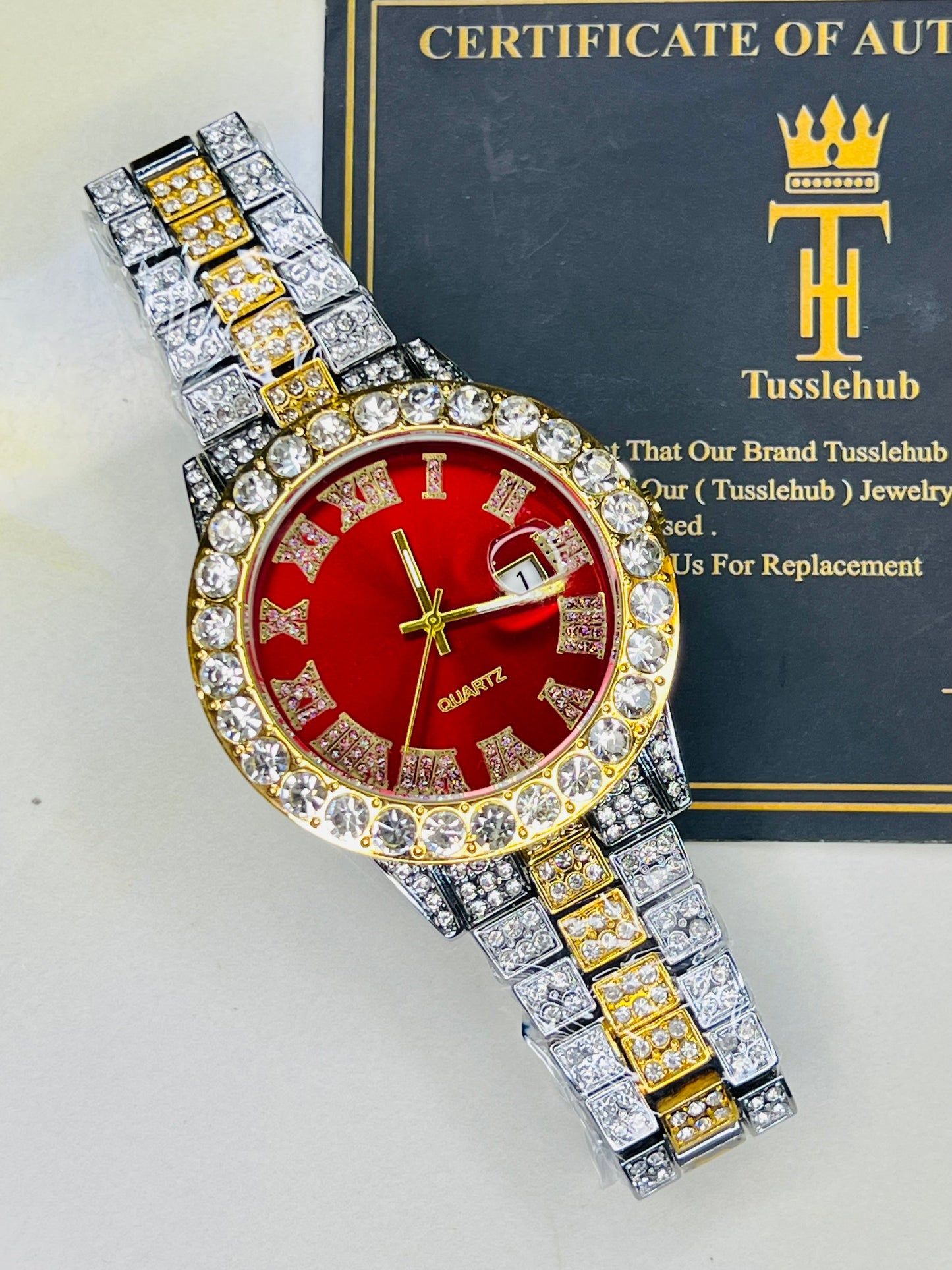 Two Tone Blood Unisex Iced Out Watch