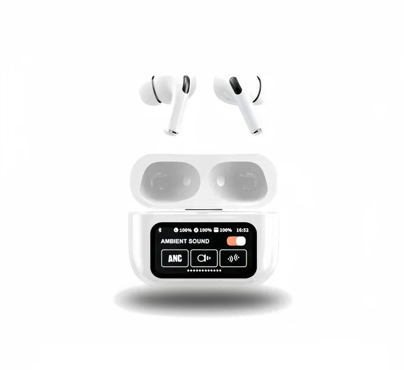 White A9 Pro Airpods ANC/ENC Touch Screen Display Wireless Earbuds