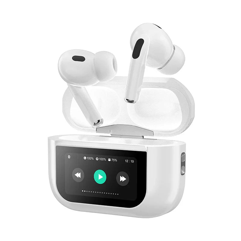 White A9 Pro Airpods ANC/ENC Touch Screen Display Wireless Earbuds