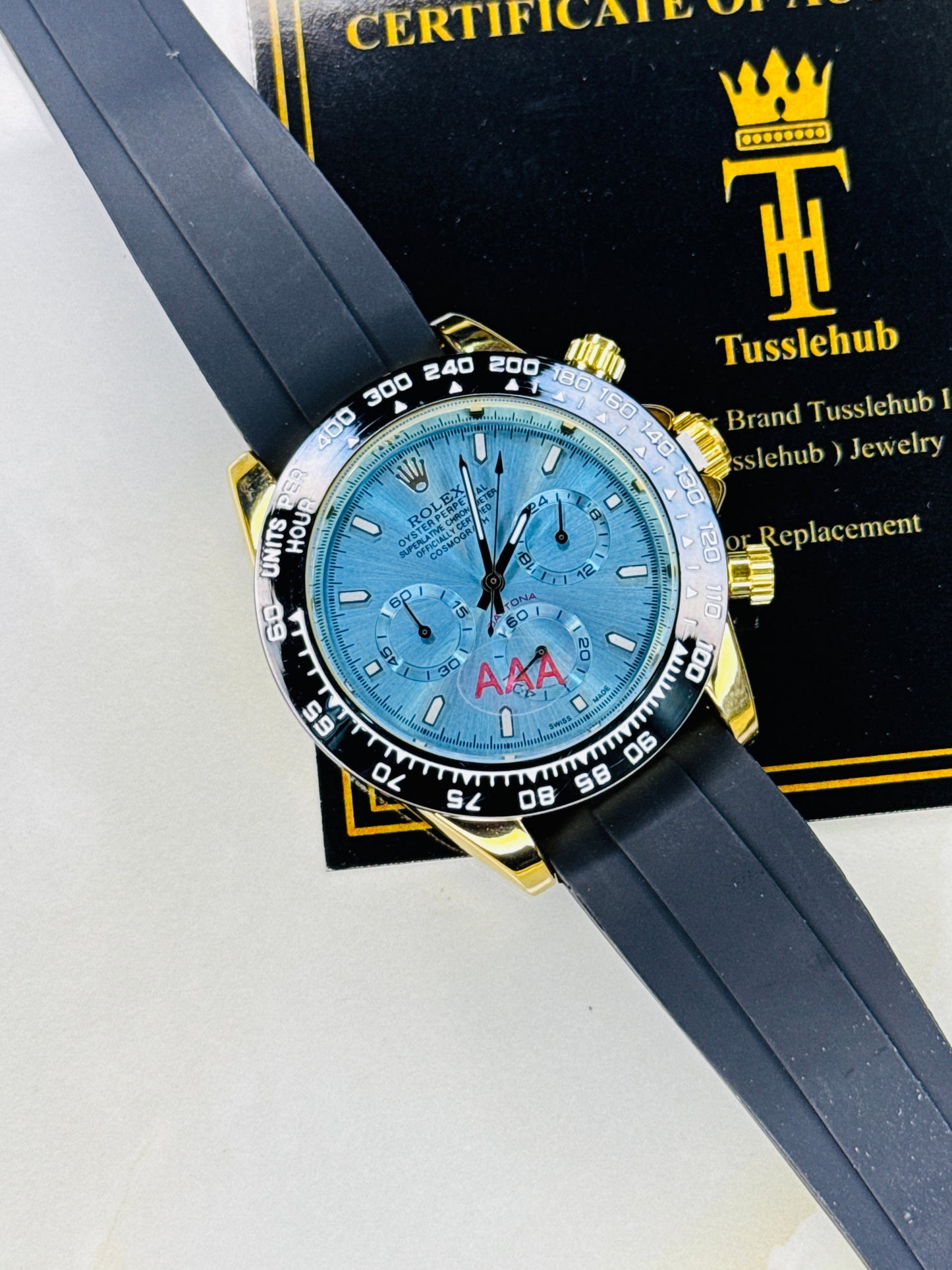 Gold Ice Blue Dial Daytona Chronographs Dial Watch