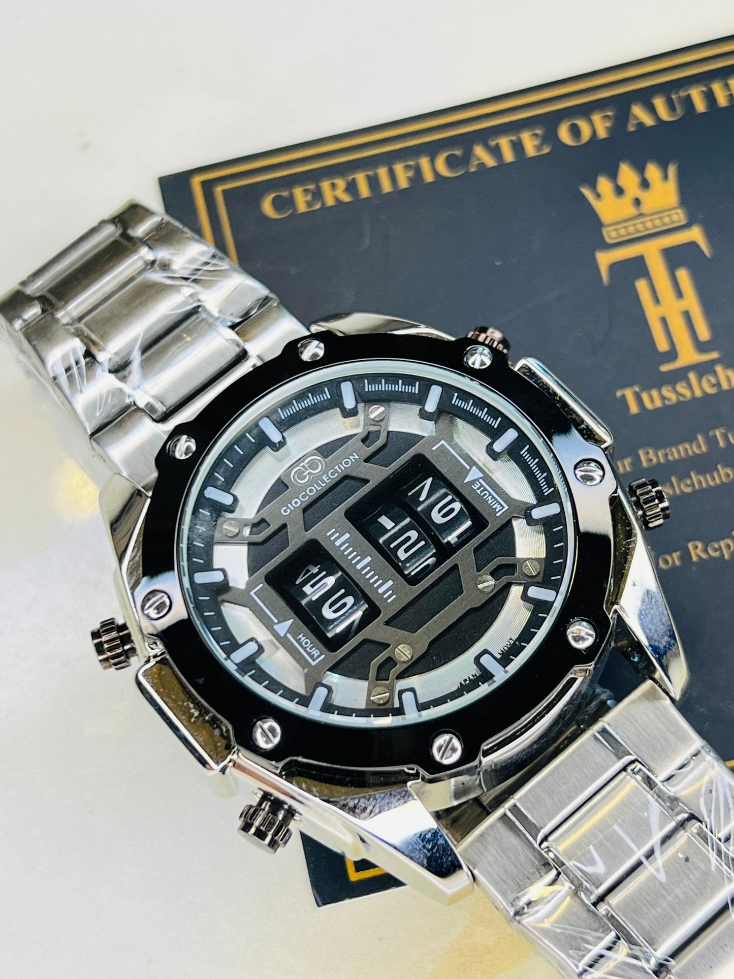 Silver Black Copper Counter Spinning Watch