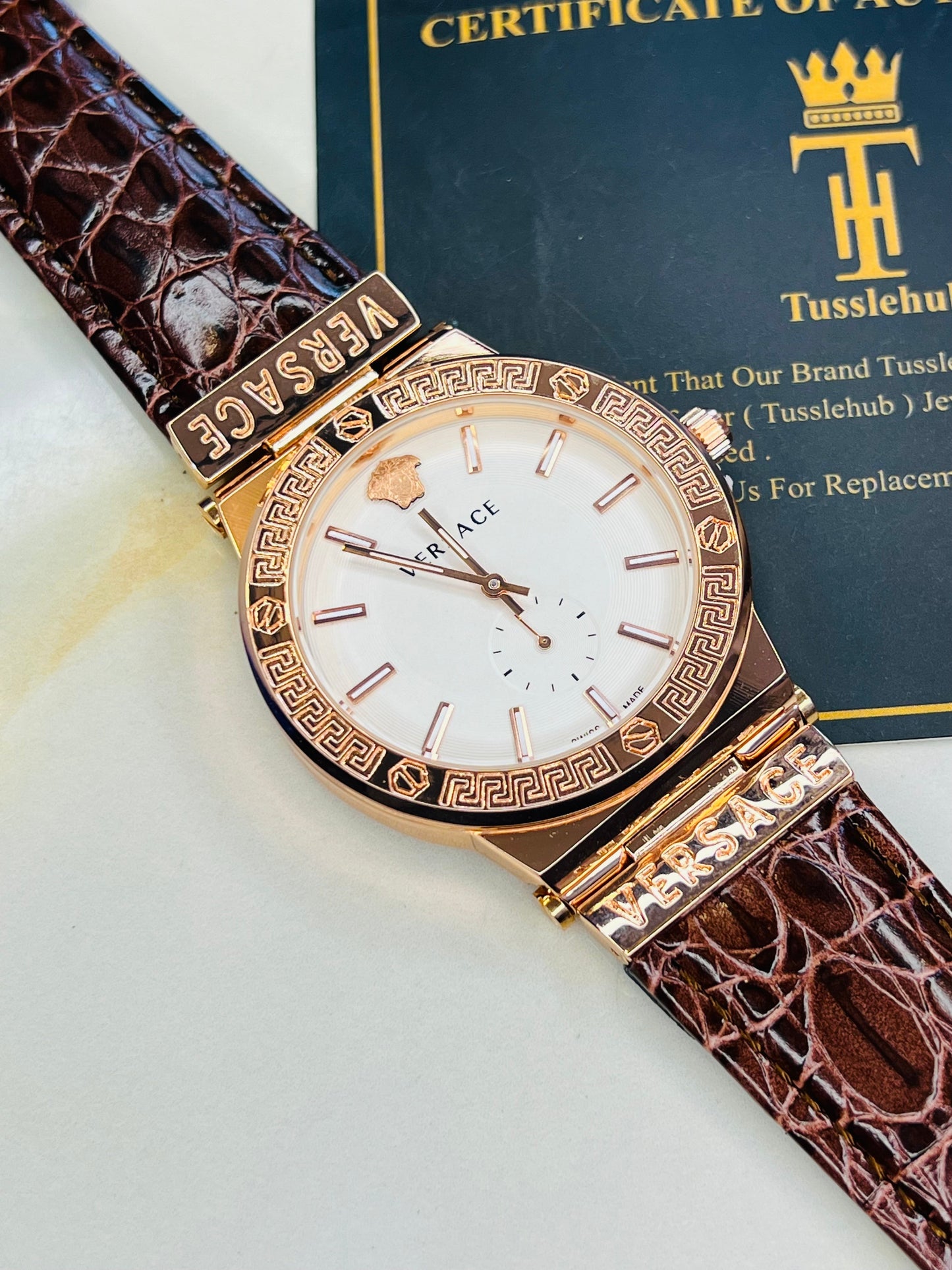Brown Rose Gold Vers*ce Watch