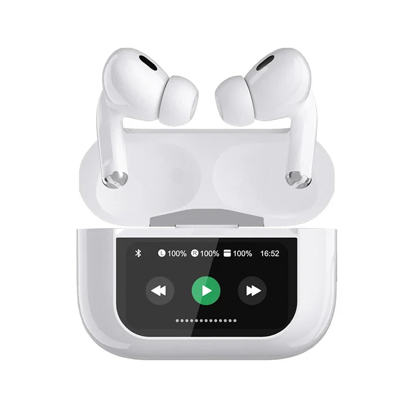 White A9 Pro Airpods ANC/ENC Touch Screen Display Wireless Earbuds