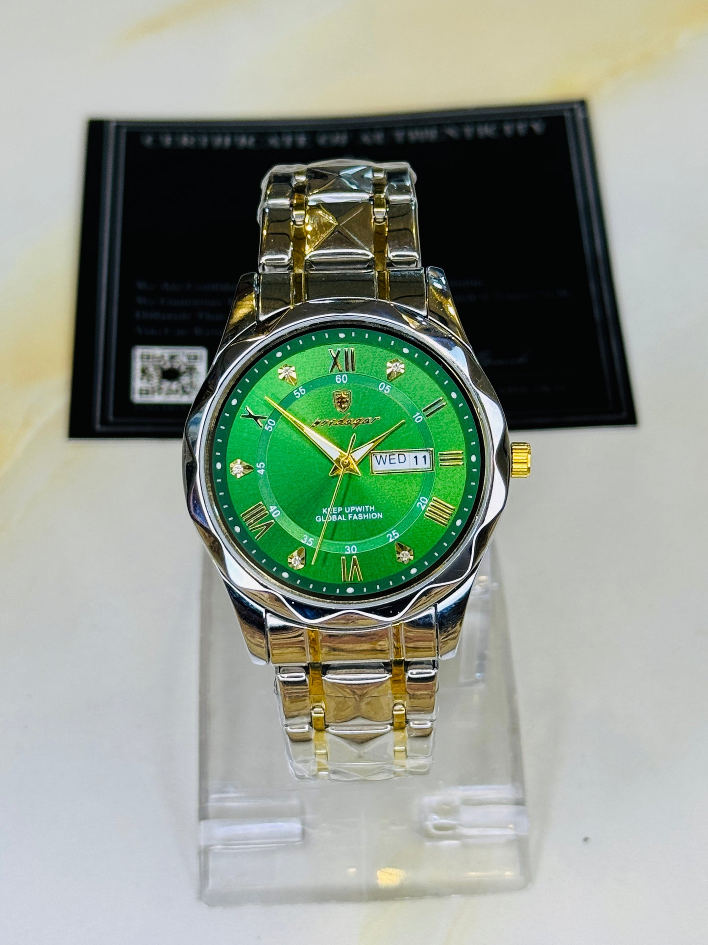 Two Tone Emerald Poedagar Prism Dial Watch