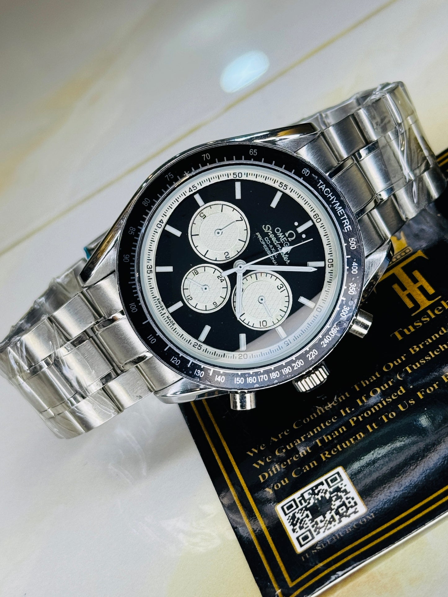 Speedmaster Panda Dial Silver Automatic Master Clone Watch