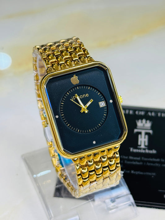 gold black apple seamer platinum watch