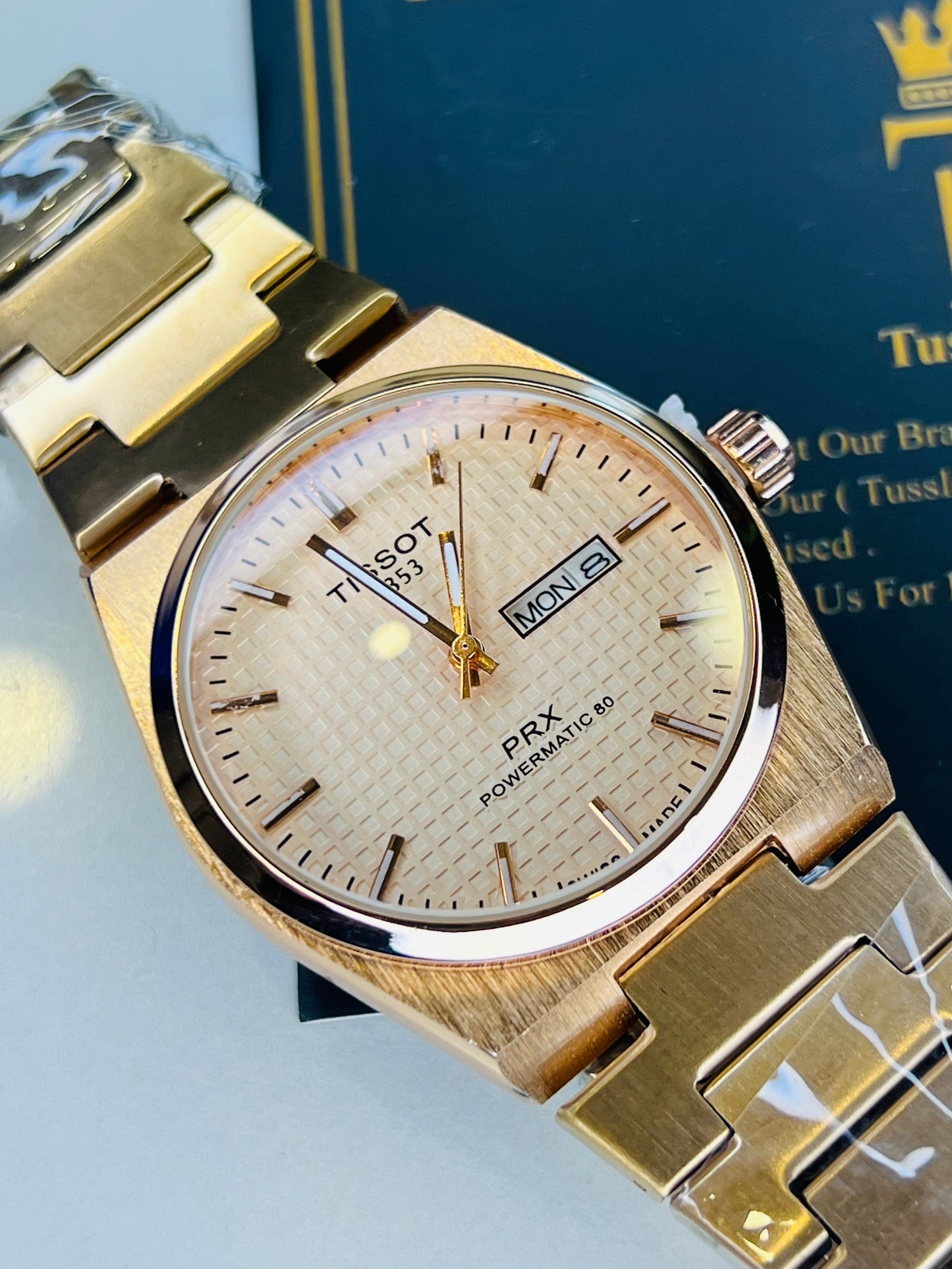 Tissot PRX All Rose Gold Textured Dial Watch
