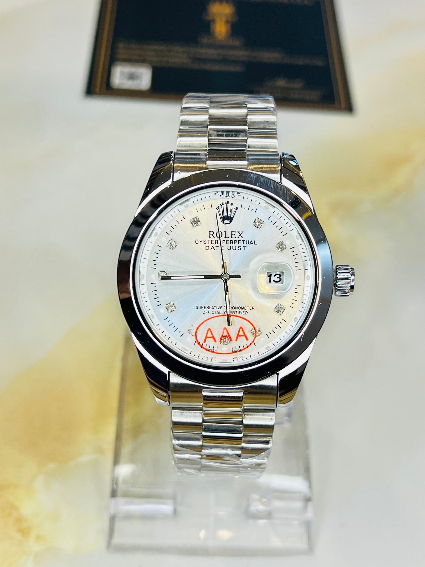Silver White Plain Bezel Date Just Watch