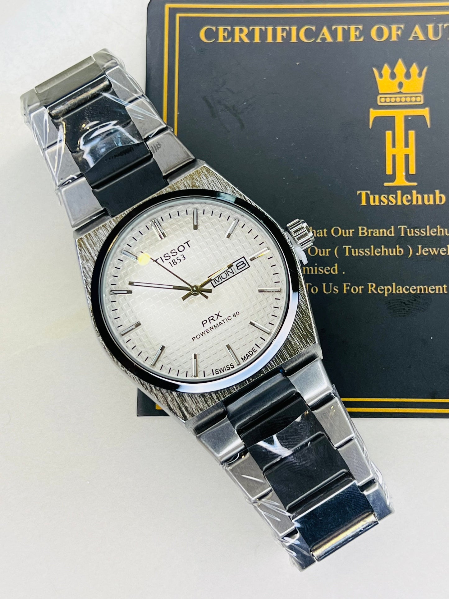 Tissot PRX Silver Black With White Textured Dial Watch