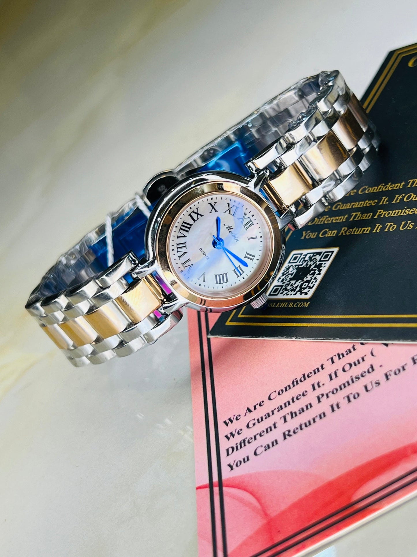 Rose Gold Silver Meibin Watch For Her