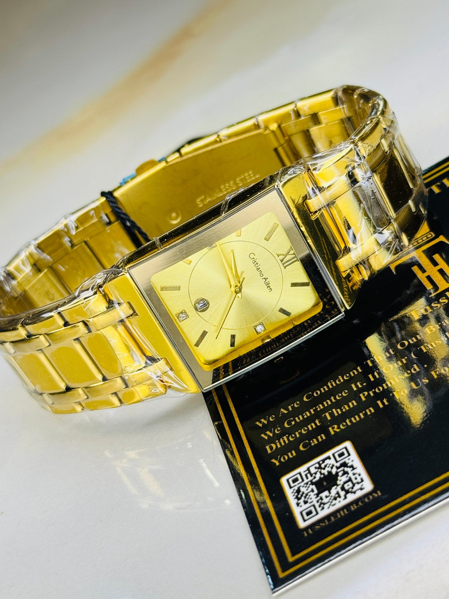 Cristiano Aillen All Gold Square Watch