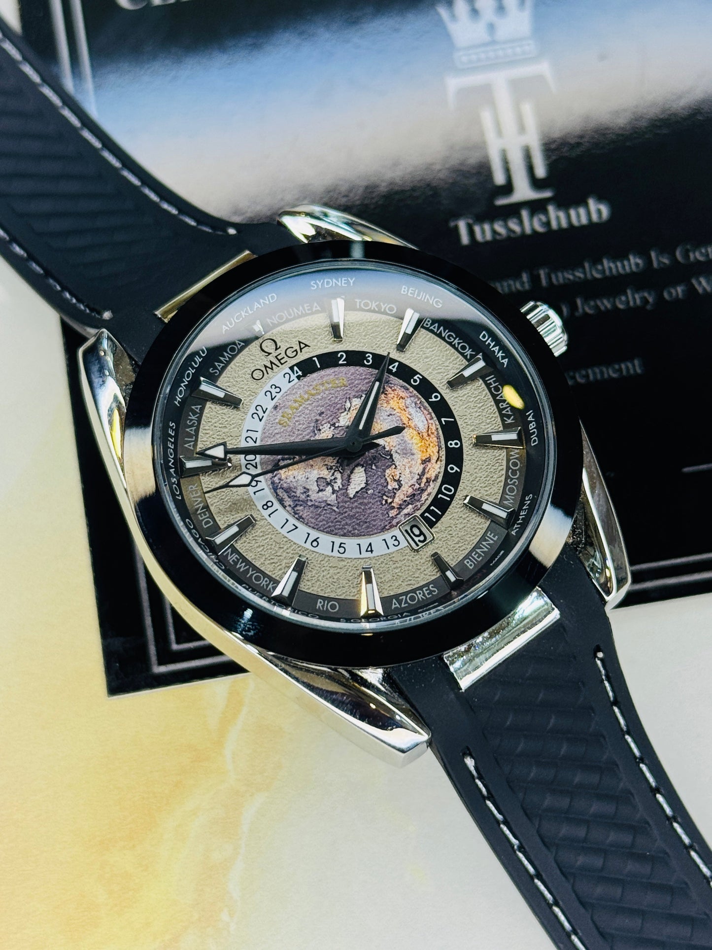 Black Silver Aqua Terra Omega Watch