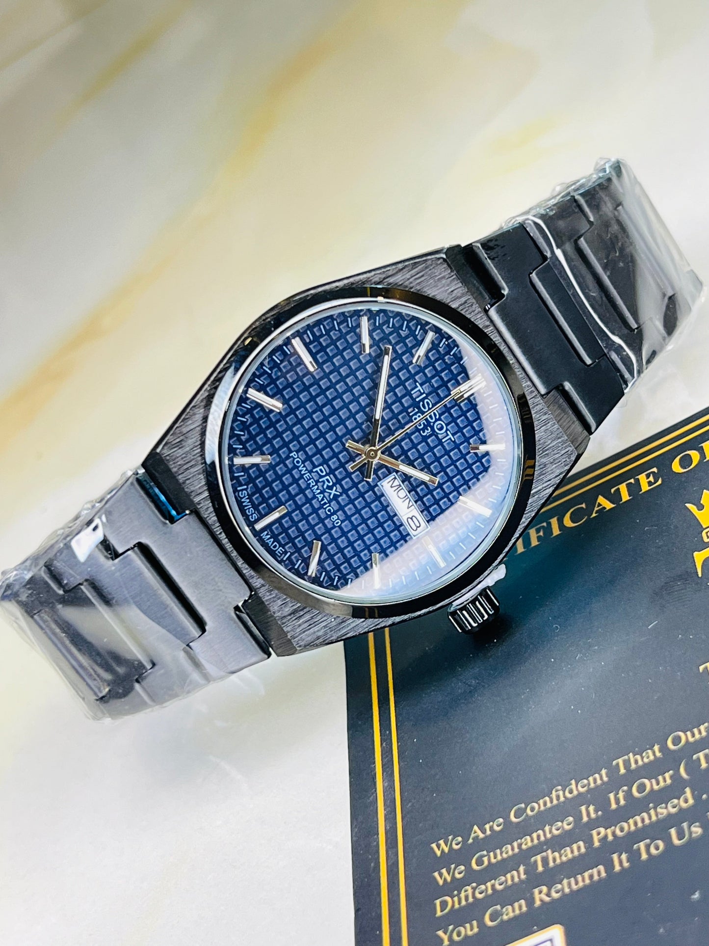 Tissot PRX Black With Deep Blue Textured Dial Watch