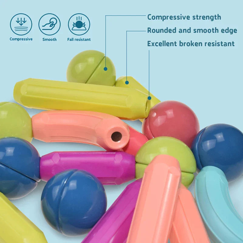 60 PCS Magnetic Building Blocks Set Early Learning Magnetic Sticks Balls Assembling Game
