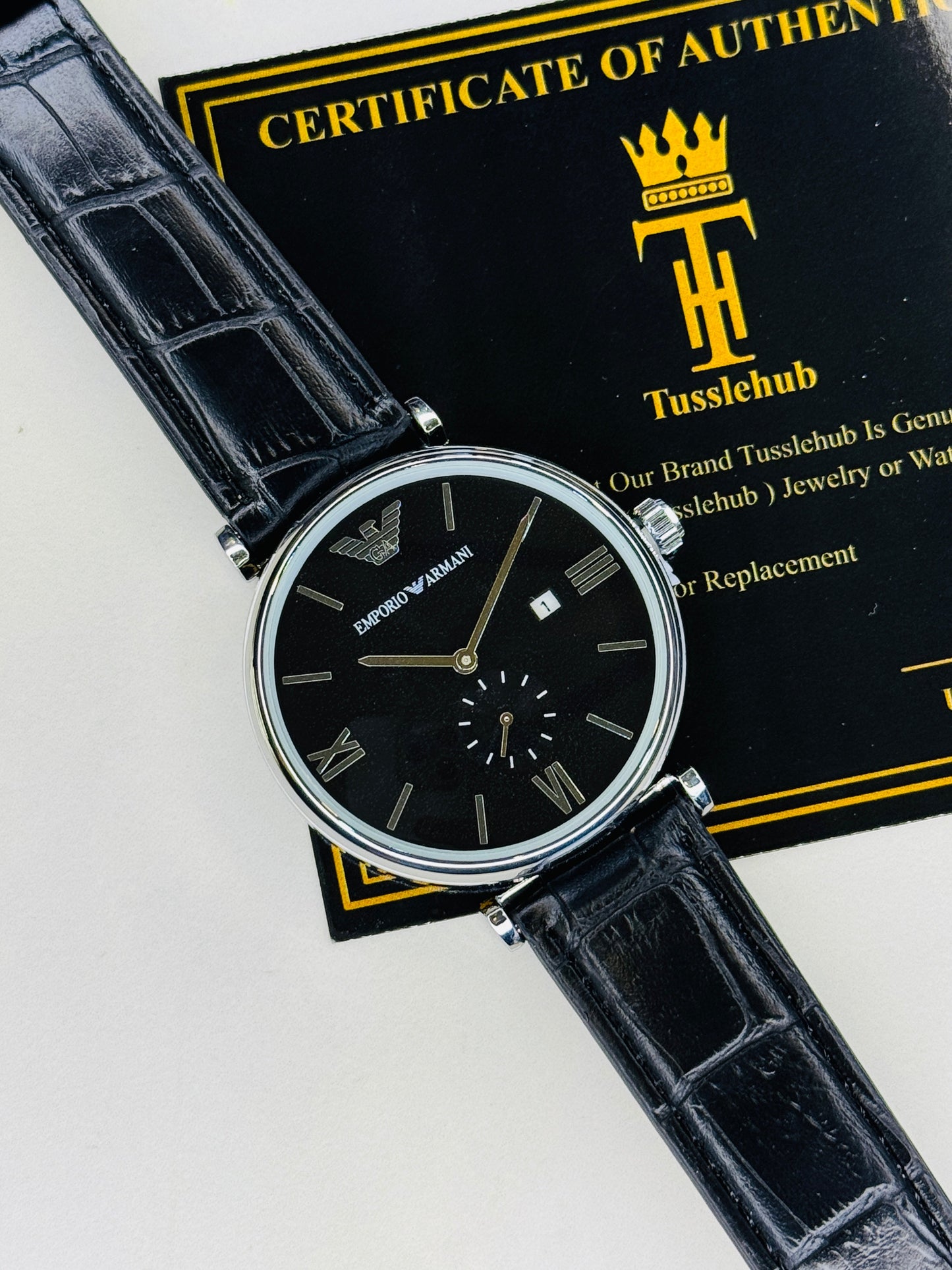 Black Silver Black Emporio Down Second Watch