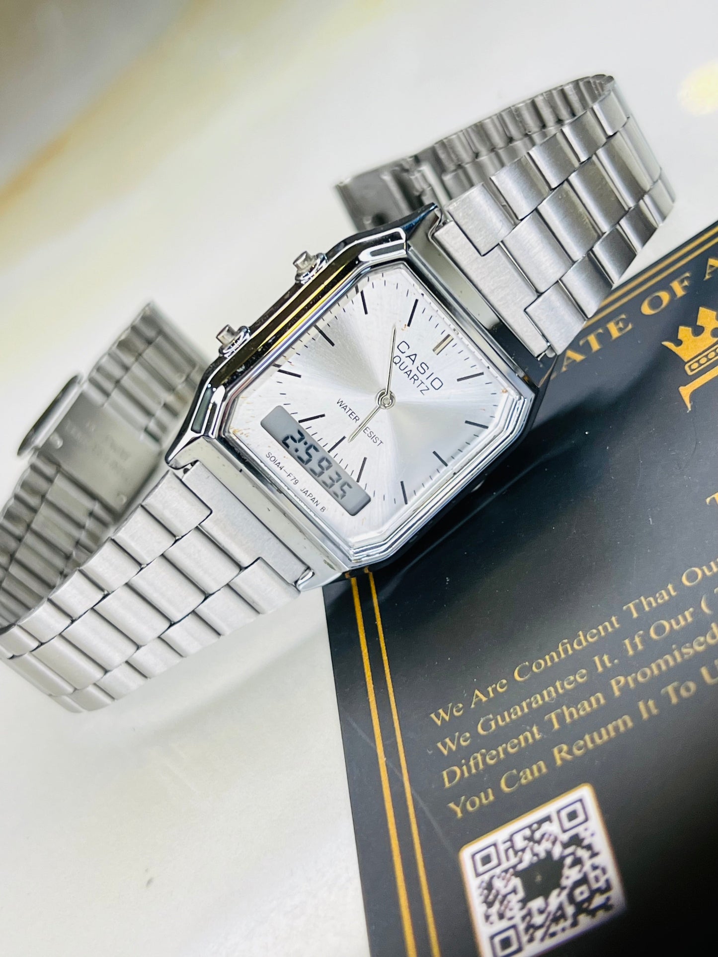 Silver Casio Dual Time Watch For Her