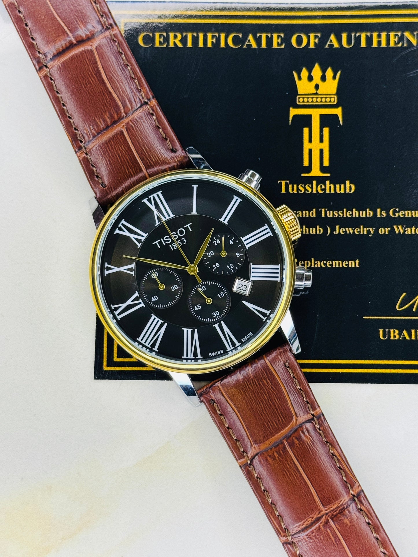 Roman Brown Leather Chronograph Dial Tissot Watch