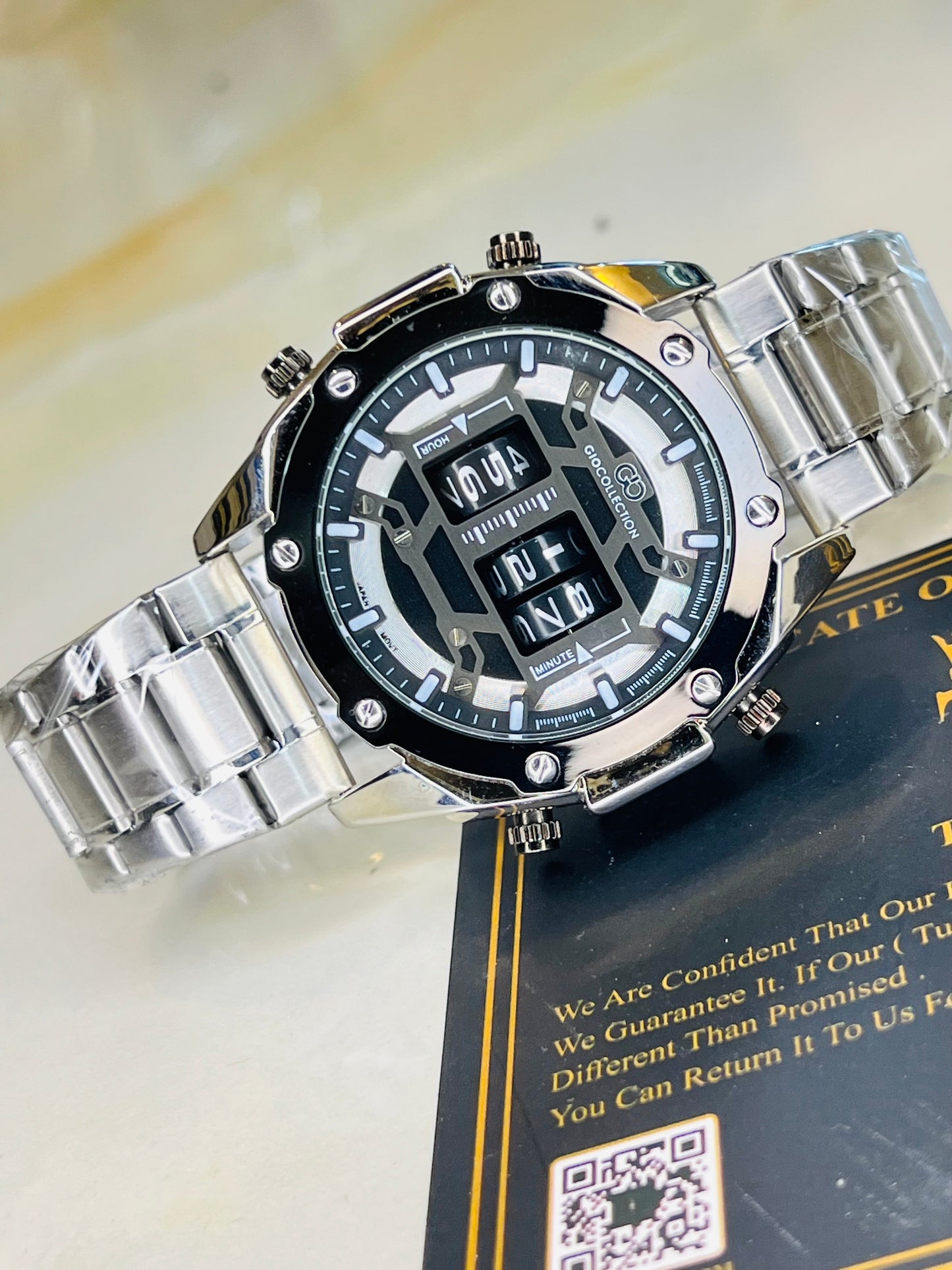 Silver Black Copper Counter Spinning Watch