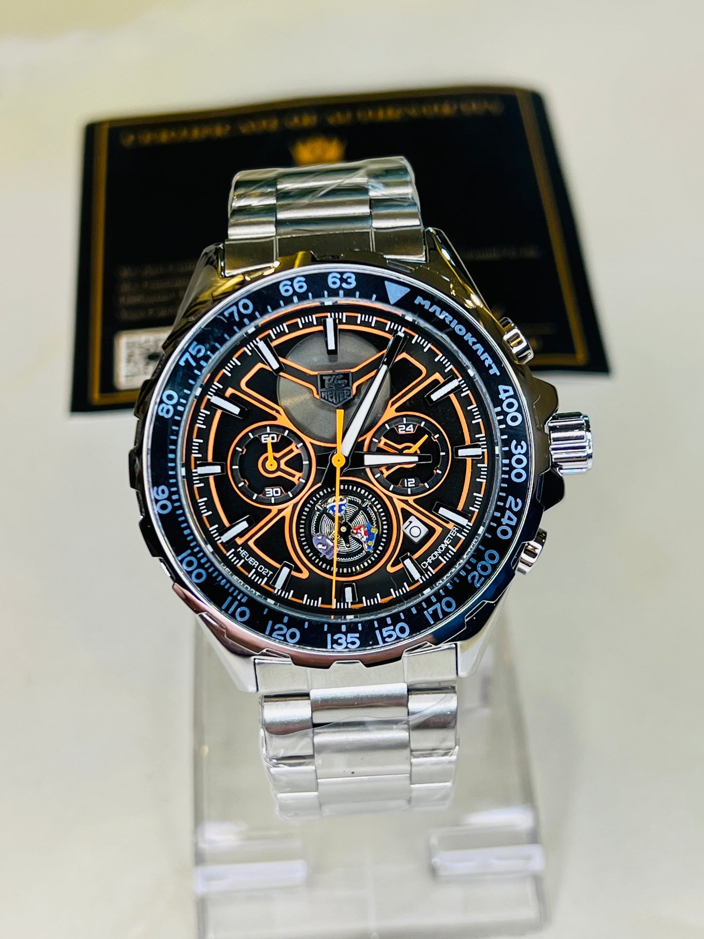 Tag Heur Silver Orange Chronograph Watch