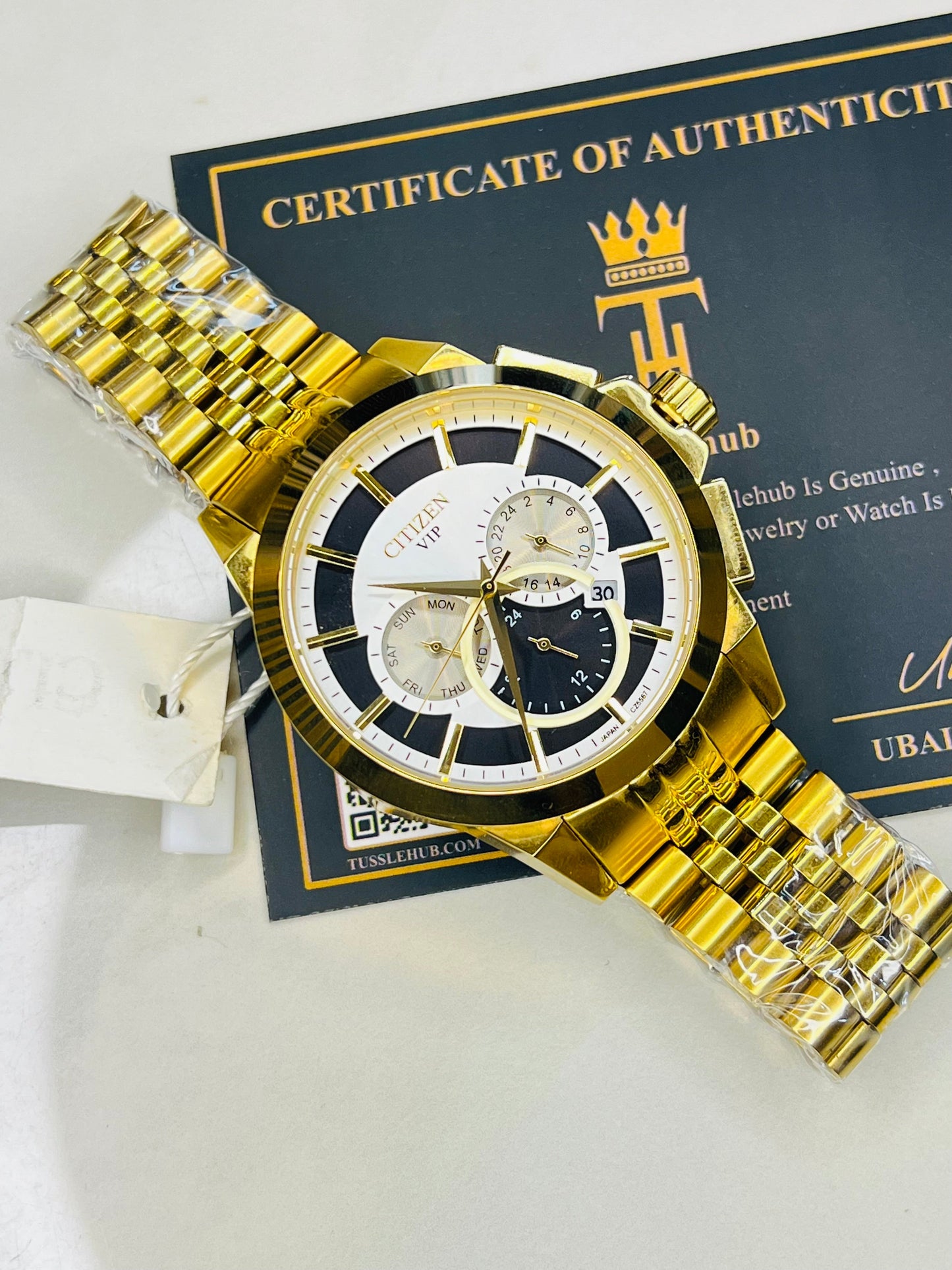 Gold White VIP Chronograph Dial Watch