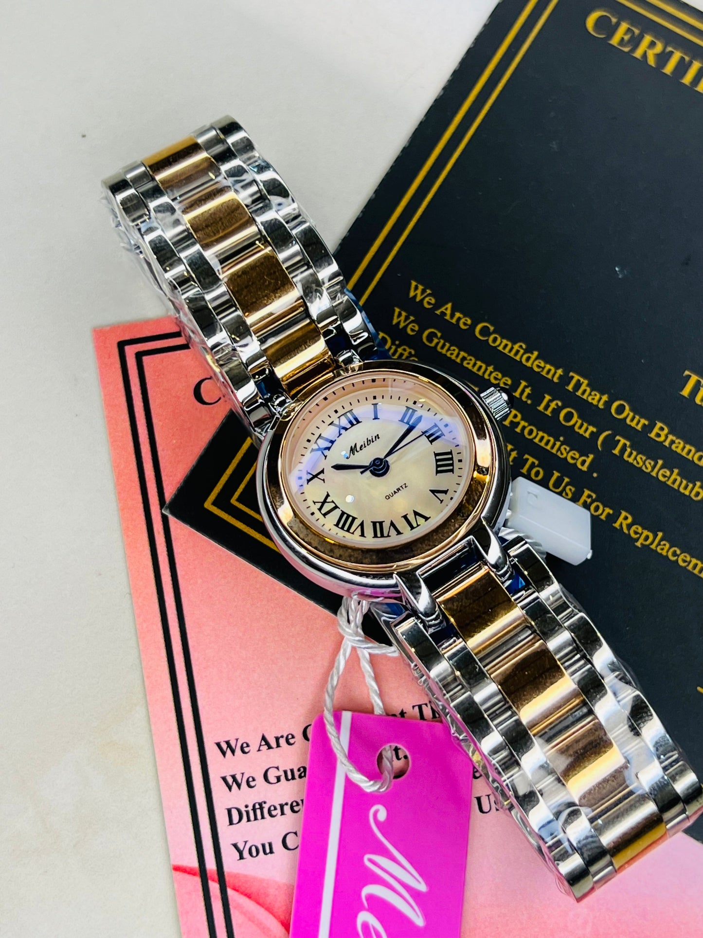 Rose Gold Silver Meibin Watch For Her