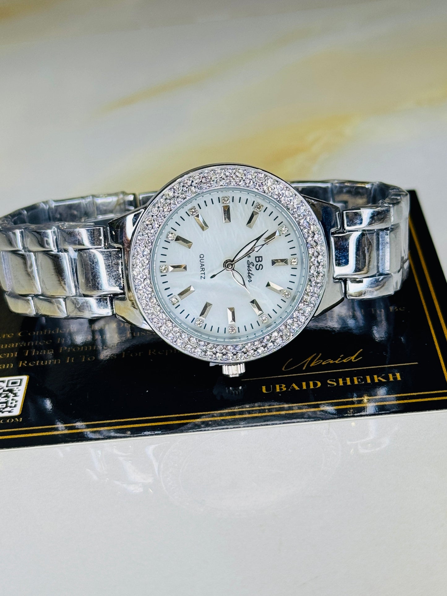 Bee Sister Silver Zircon Bezel Watch For Her