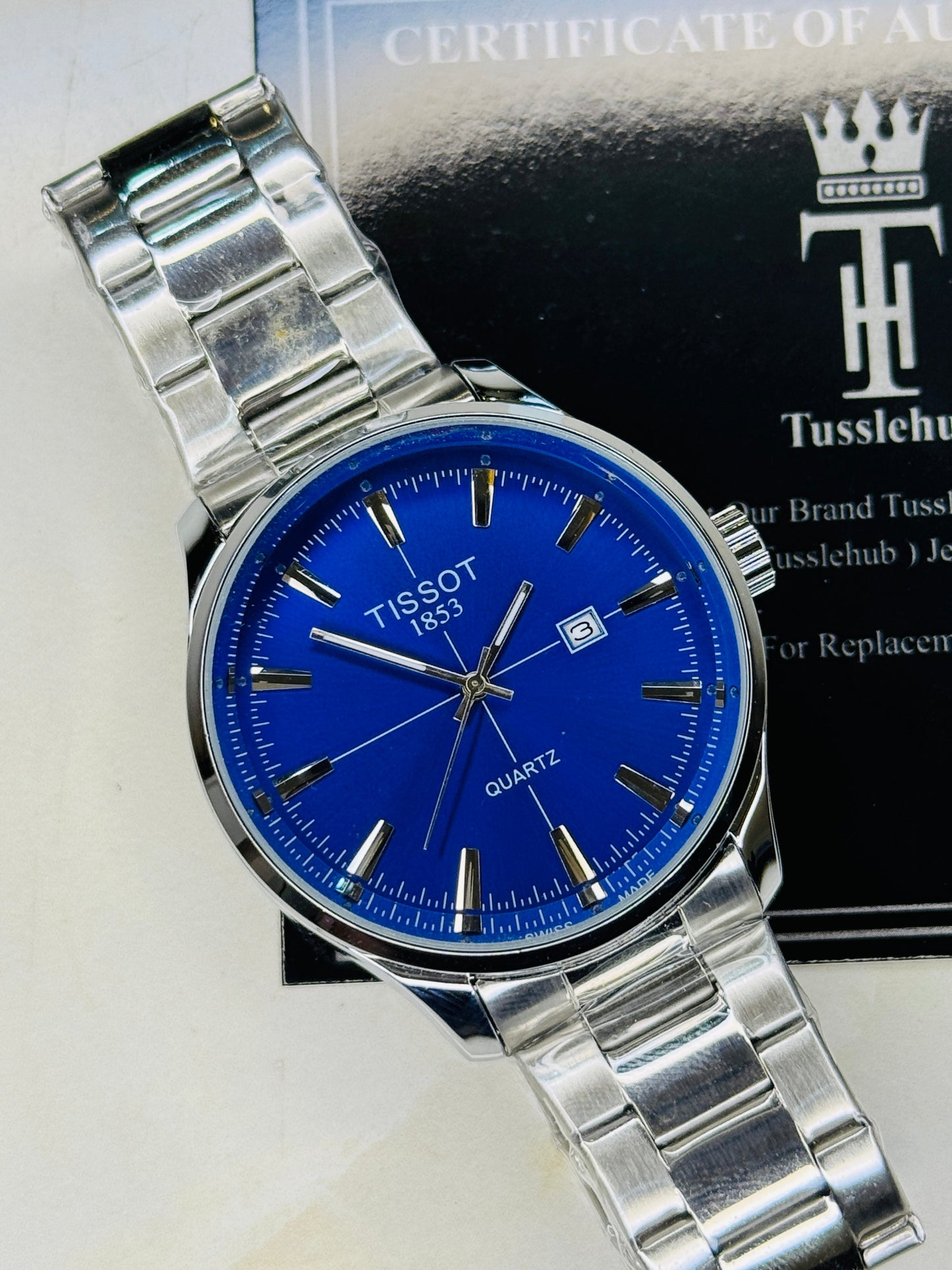 Pr100 Silver Blue Round Tissot Watch