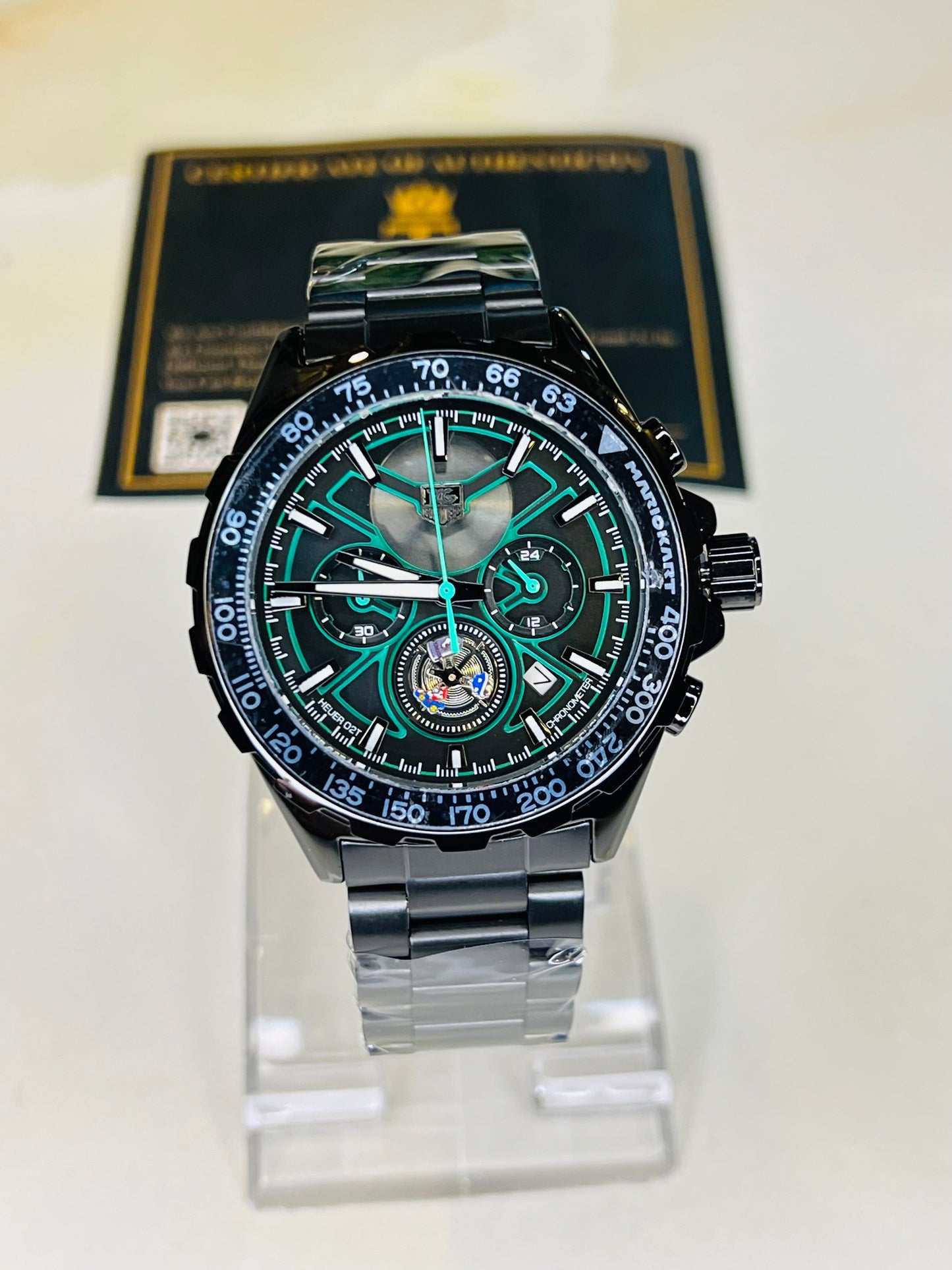 Tag Heur Black Green Chronograph Watch