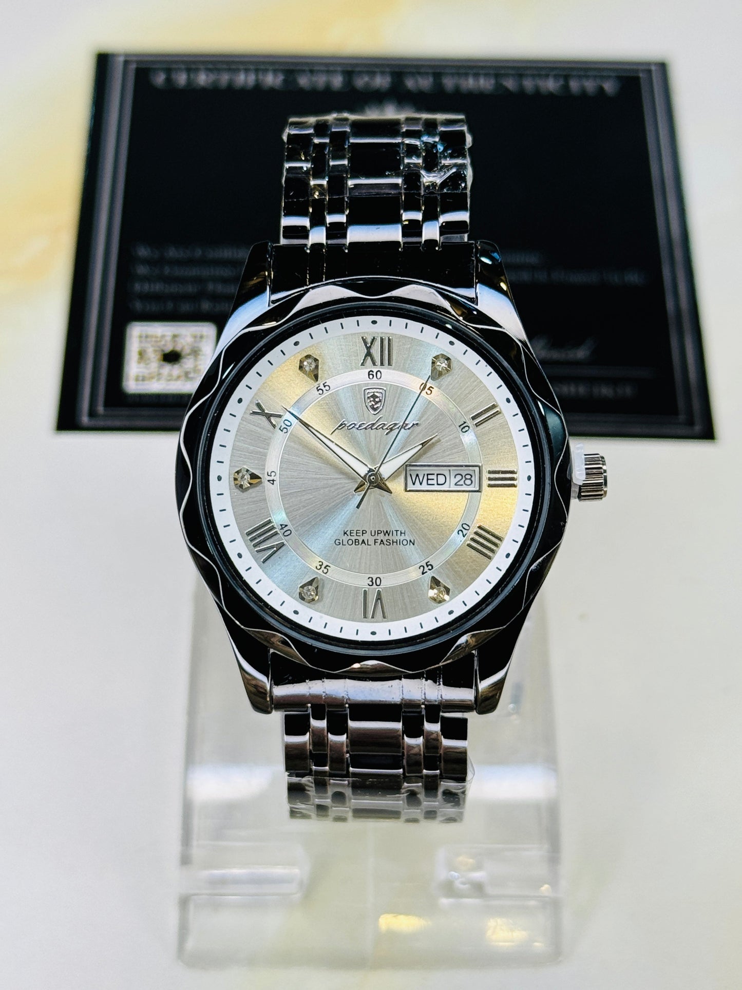 Poedagar Saint Day Date Prism Dial Watch