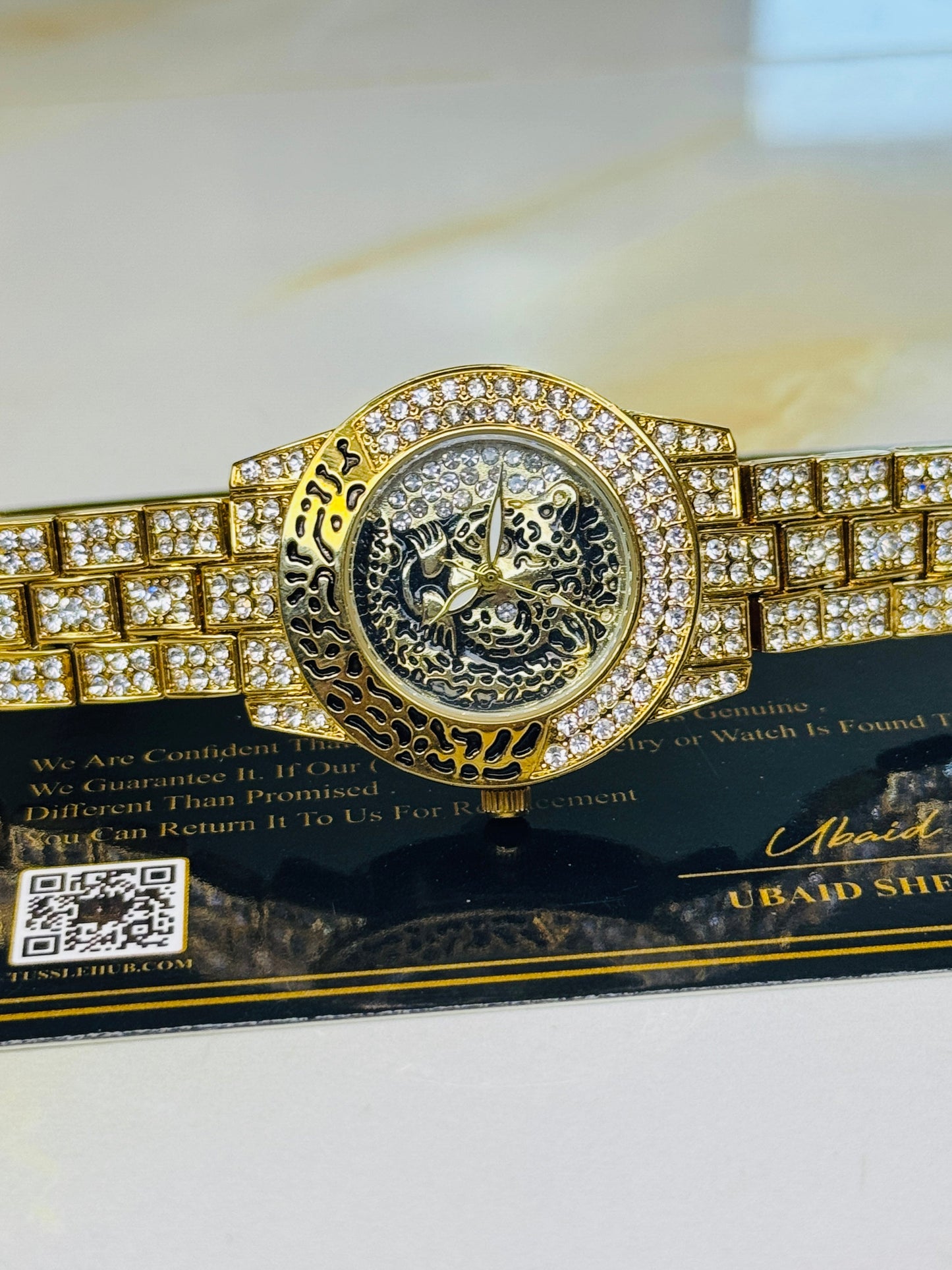 Gold Lioness Iced Out Watch For Her