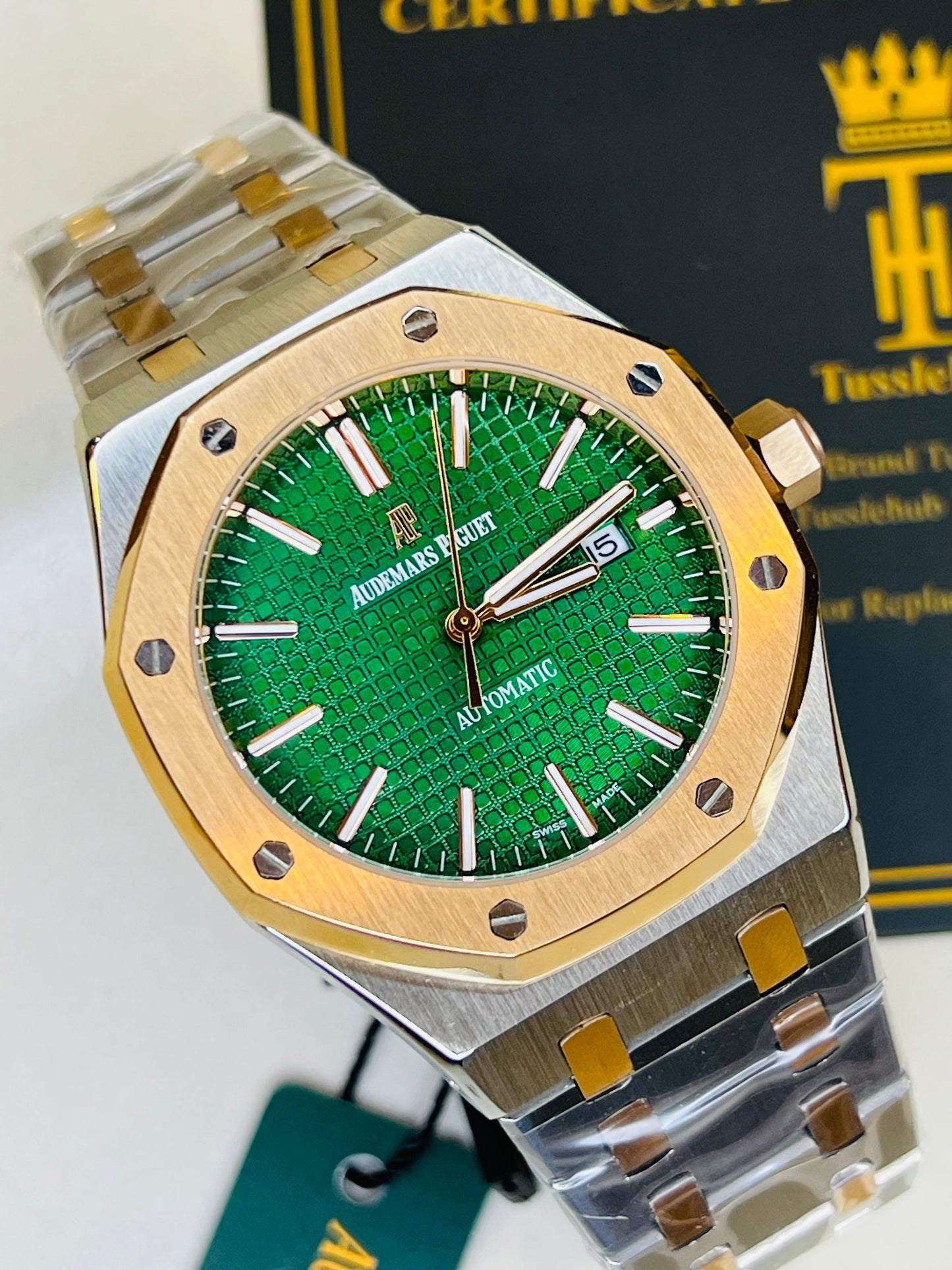 AP Two Tone Automatic Emerald Dial Super Clone Watch