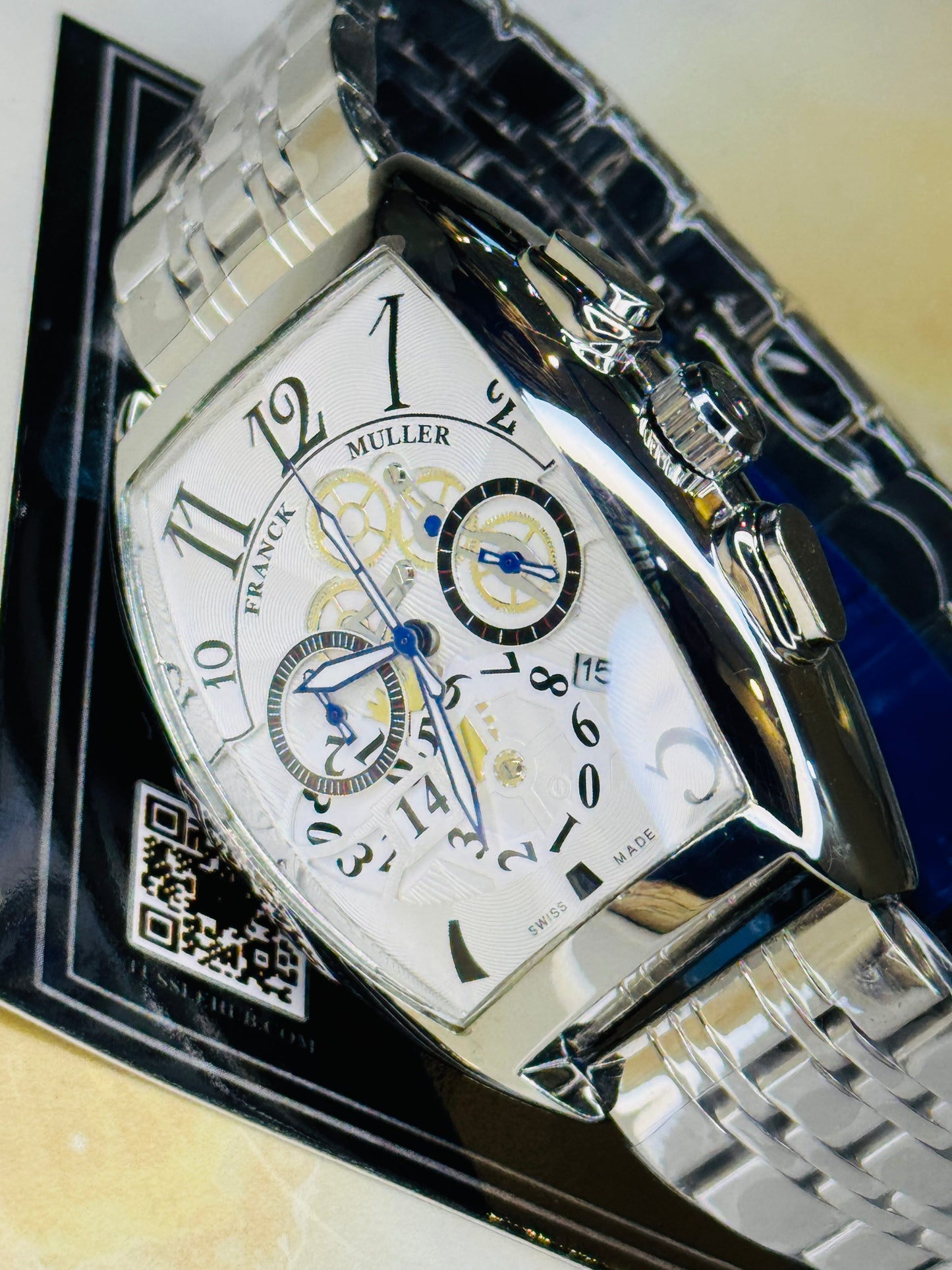 Chain Frank Muller Silver White Chronograph Dial Watch