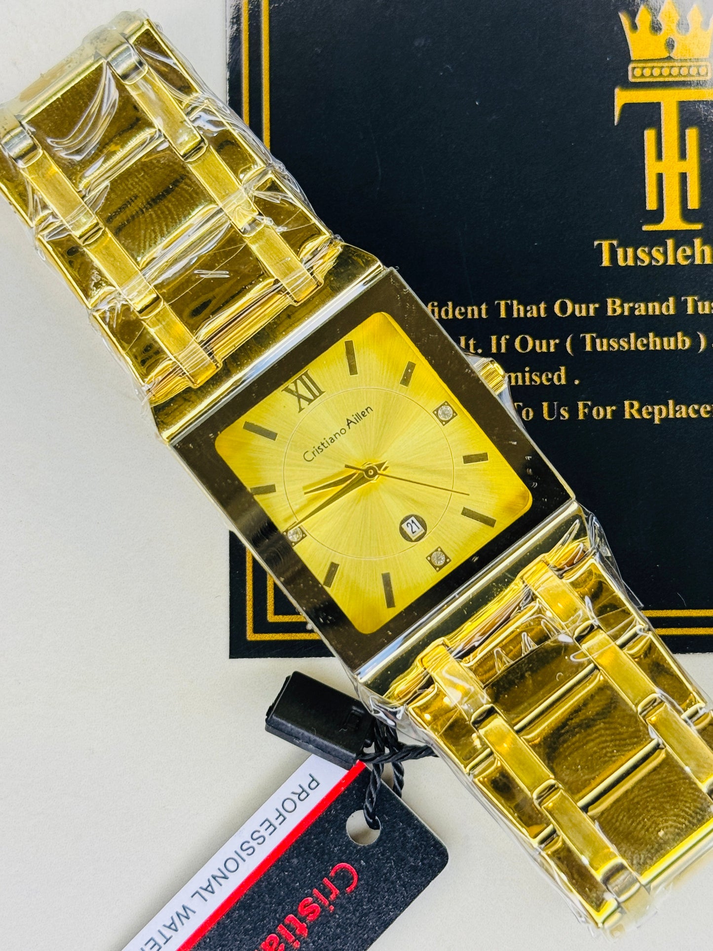 Cristiano Aillen All Gold Square Watch