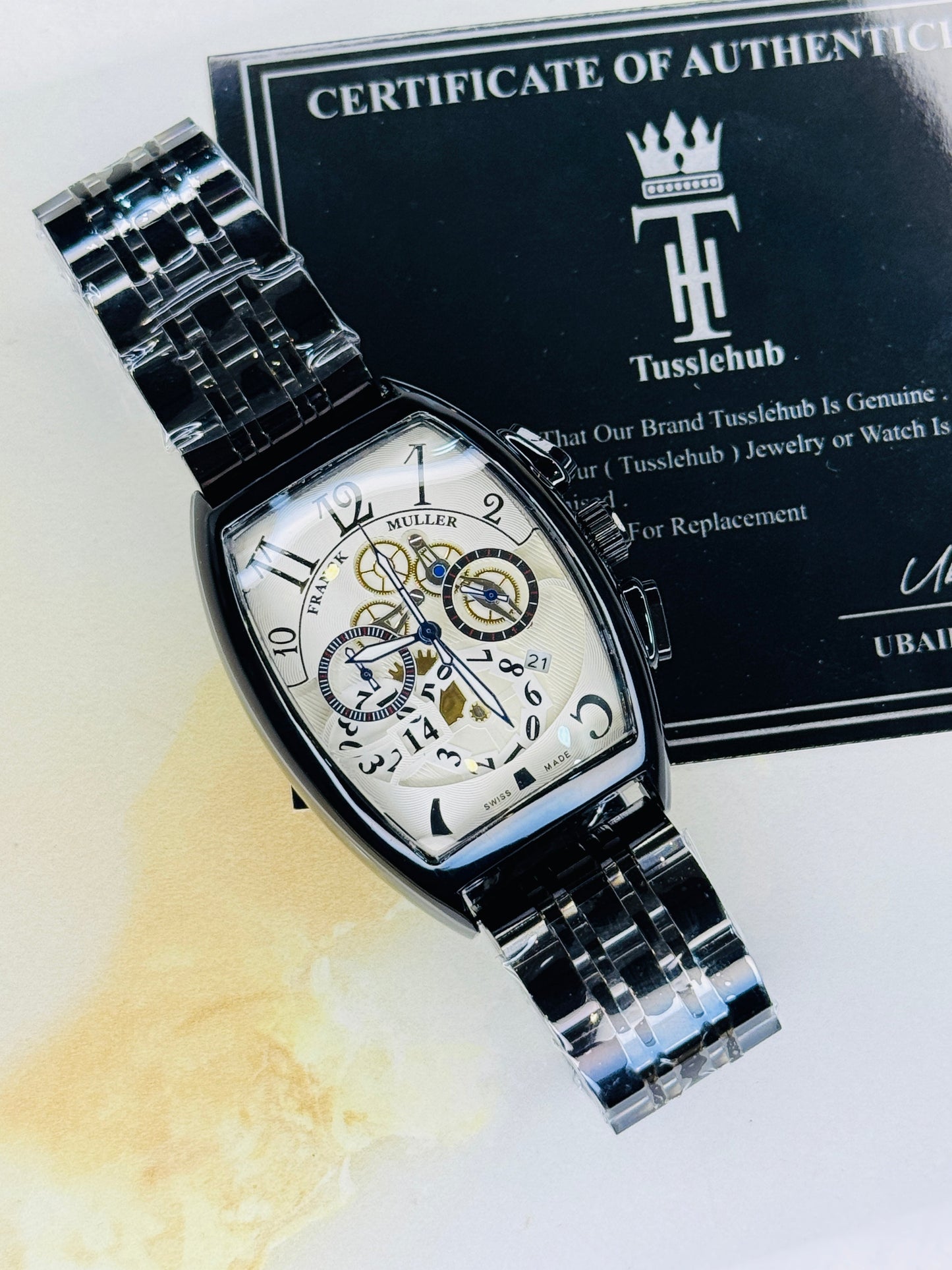 Chain Frank Muller Black White Chronograph Dial Watch
